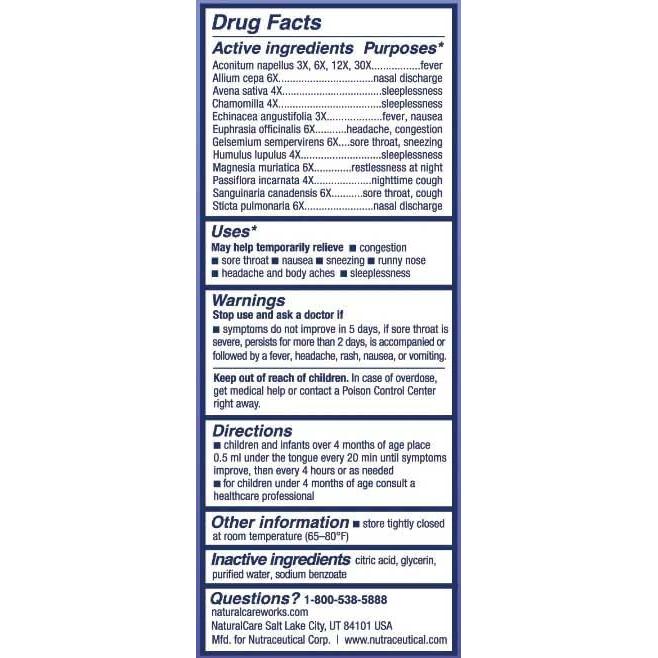 NaturalCare Alivio Nocturno para Resfriado y Gripe Niños 29.57 ml