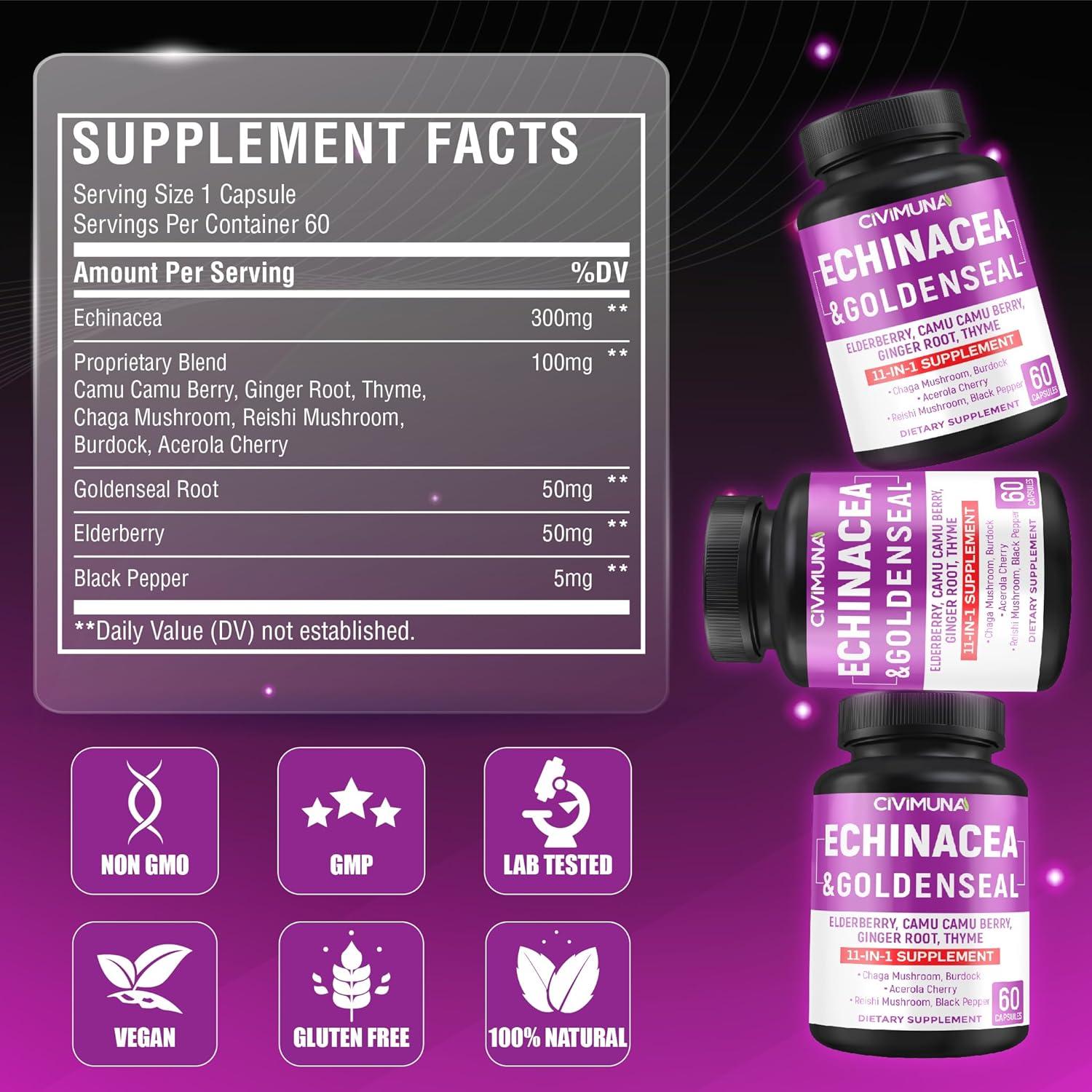 Cápsulas de Echinacea CIVIMUNA - 120 Cápsulas para 4 Meses