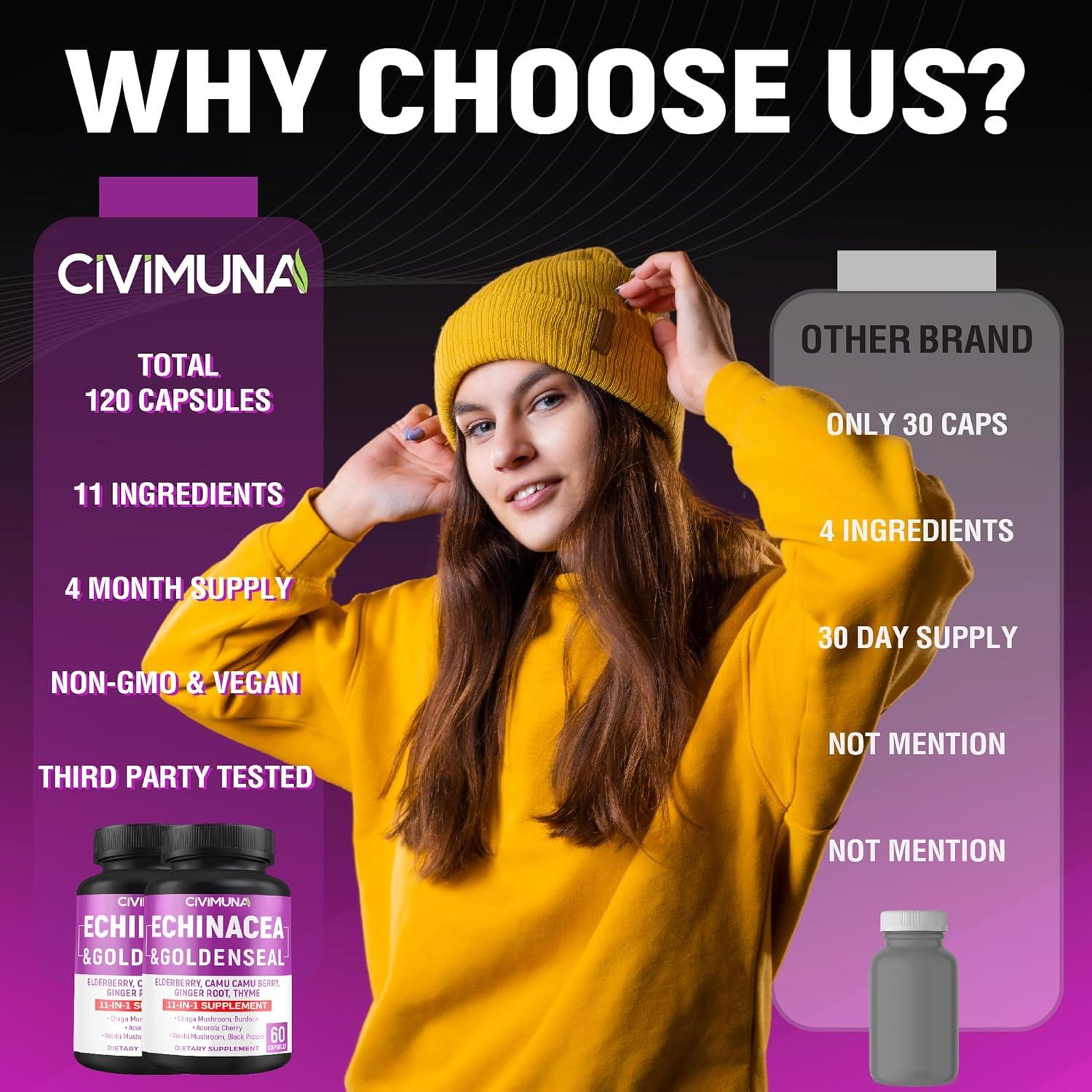 Cápsulas de Echinacea CIVIMUNA - 120 Cápsulas para 4 Meses