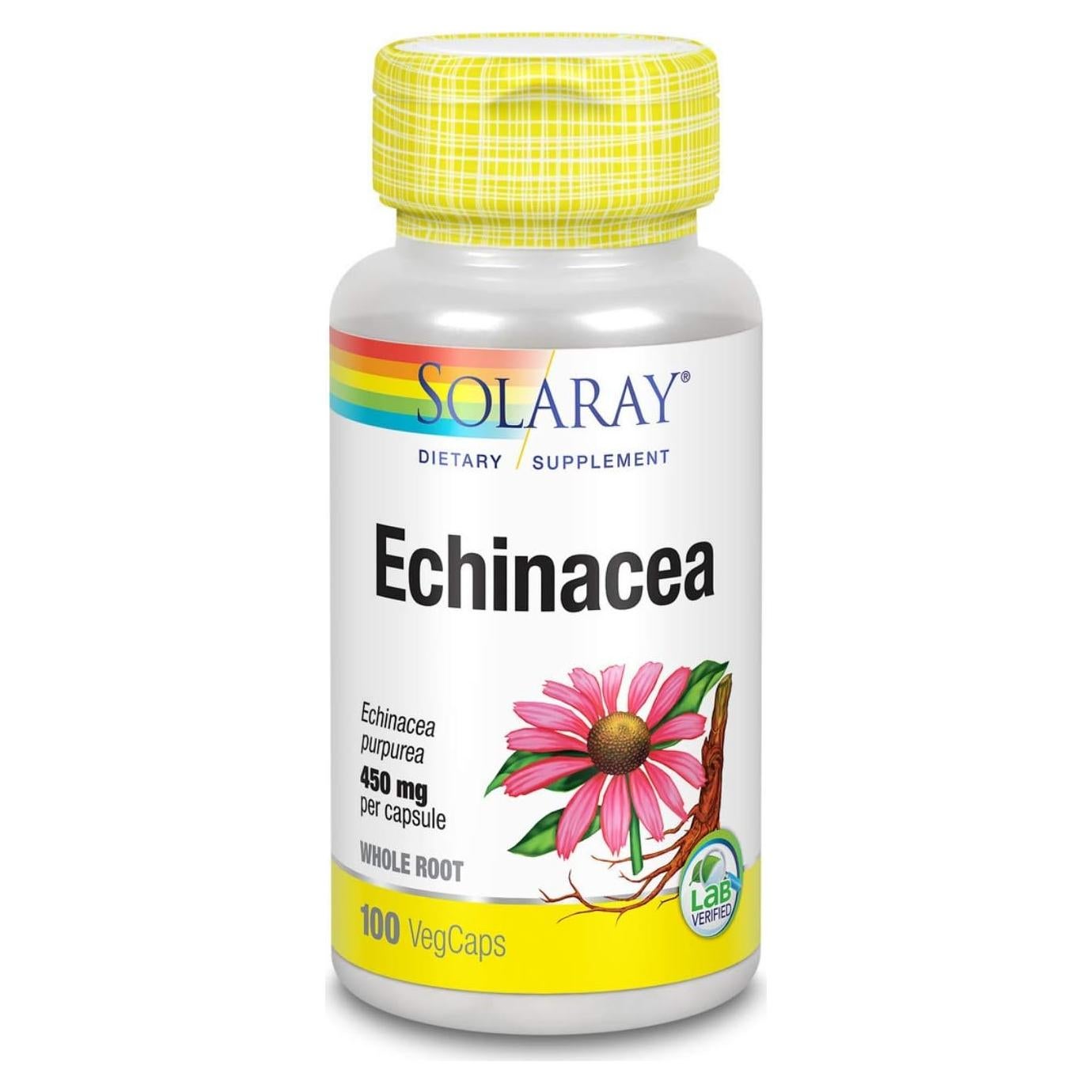 Suplemento Inmunológico Solaray Raíz de Equinácea 415 mg 100ct