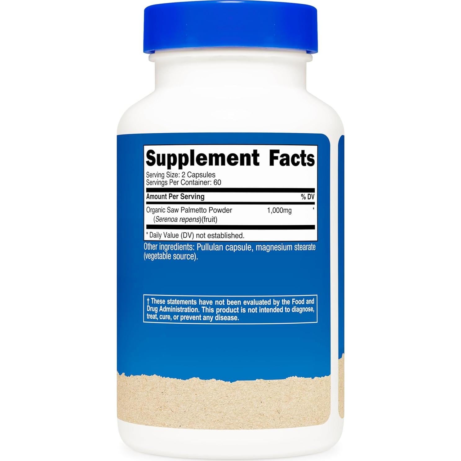 Nutricost Palma Enana 1000mg 120 Cápsulas Orgánicas Vegetarianas