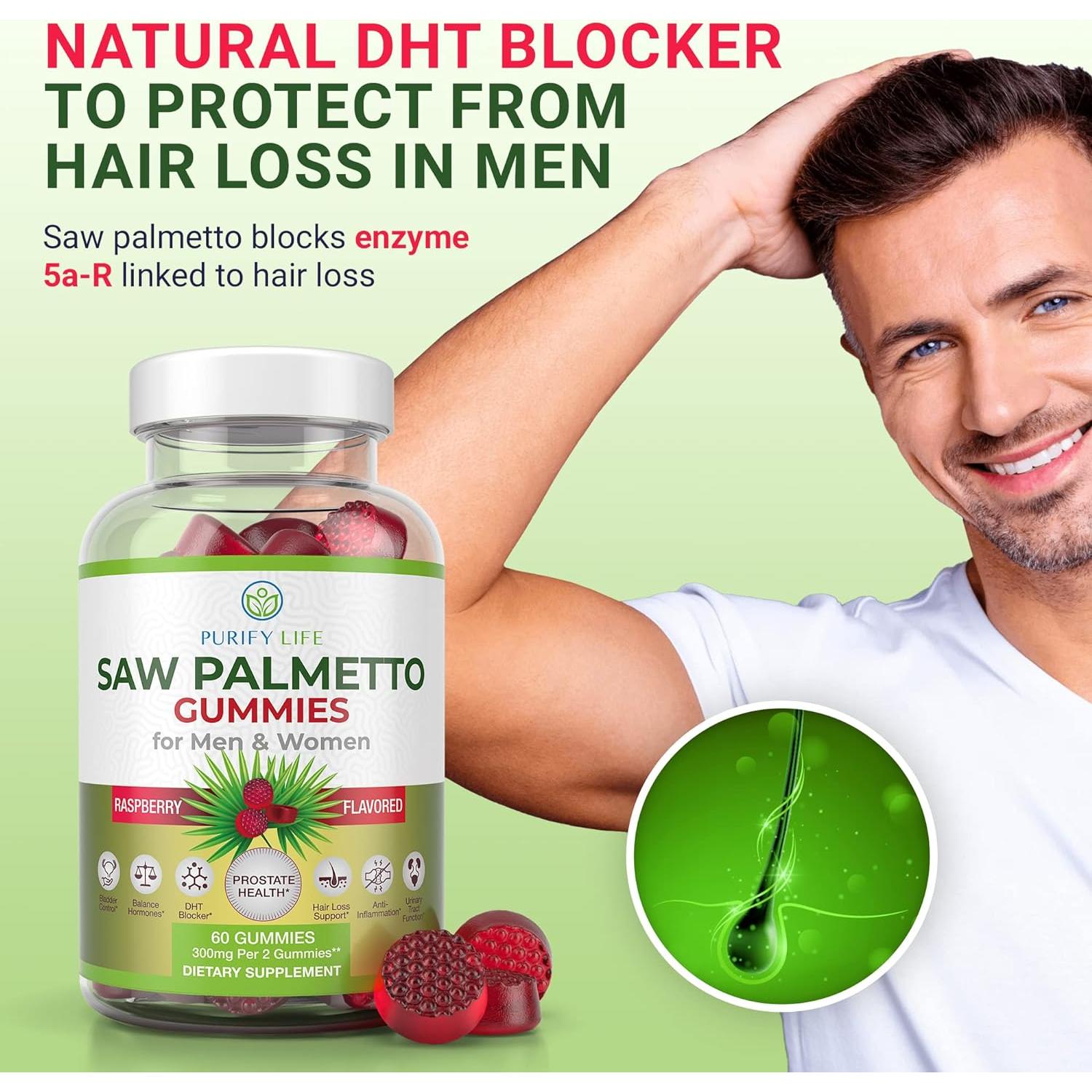 Gominolas de Palmetto Sostenible Purify Life 300mg - Suplemento DHT