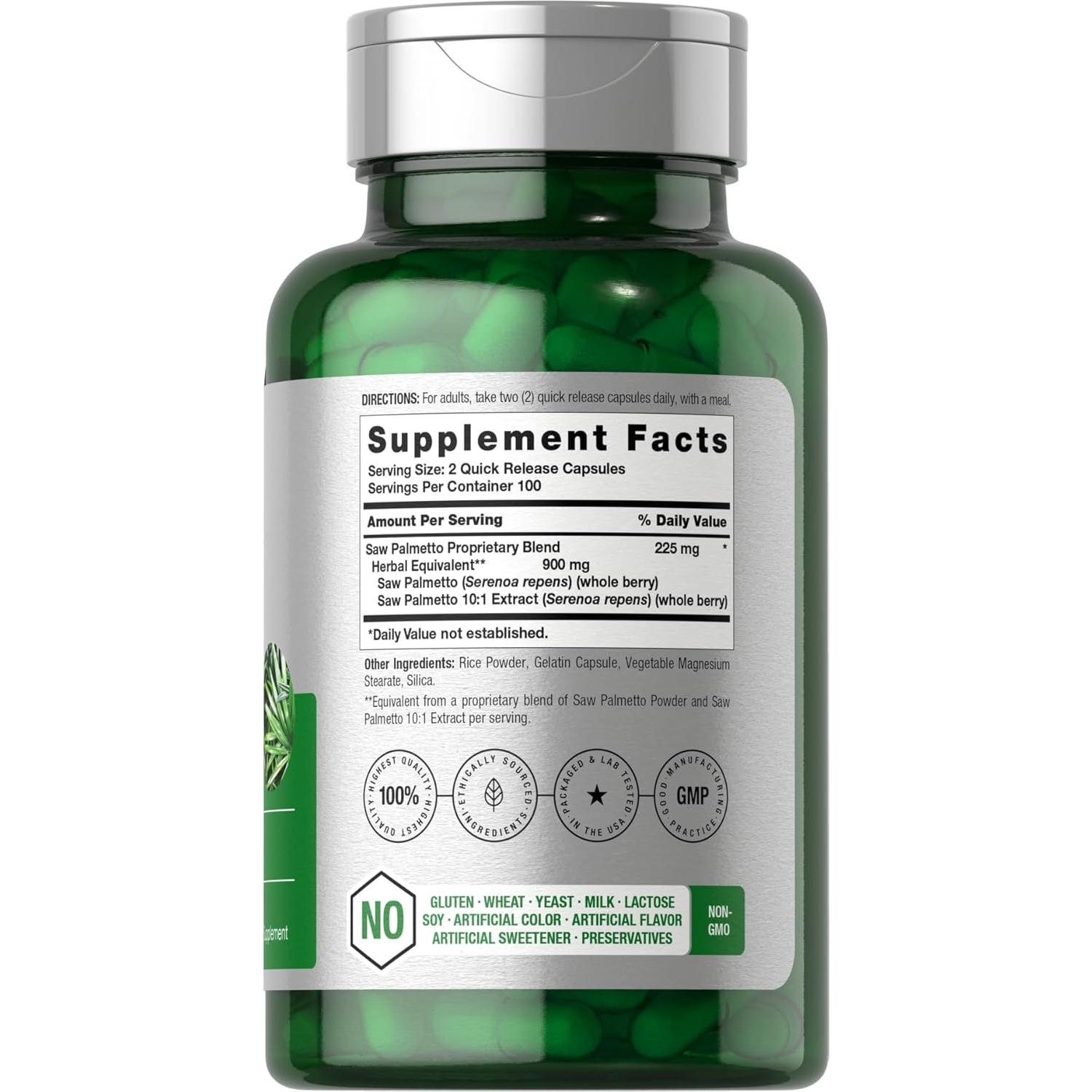 Extracto de Saw Palmetto Horbaach 900mg 200 Cápsulas Sin OGM