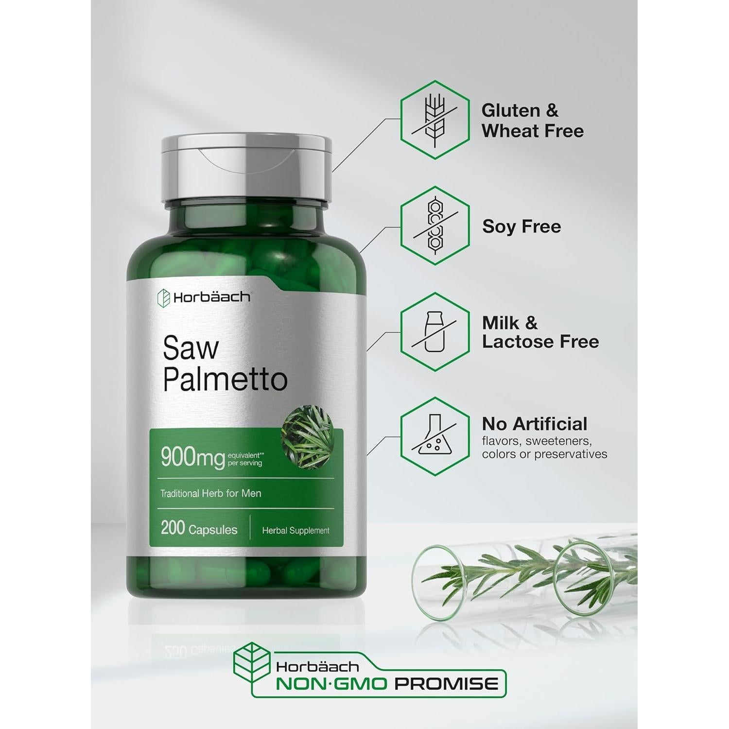 Extracto de Saw Palmetto Horbaach 900mg 200 Cápsulas Sin OGM