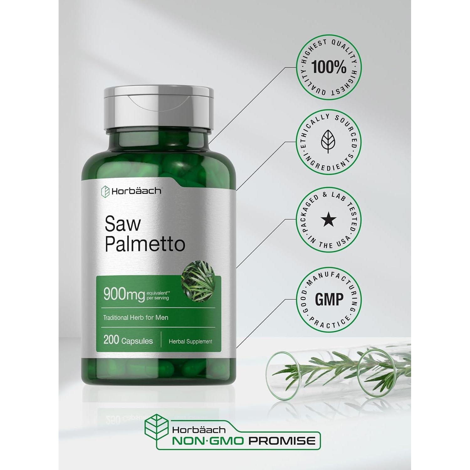 Extracto de Saw Palmetto Horbaach 900mg 200 Cápsulas Sin OGM