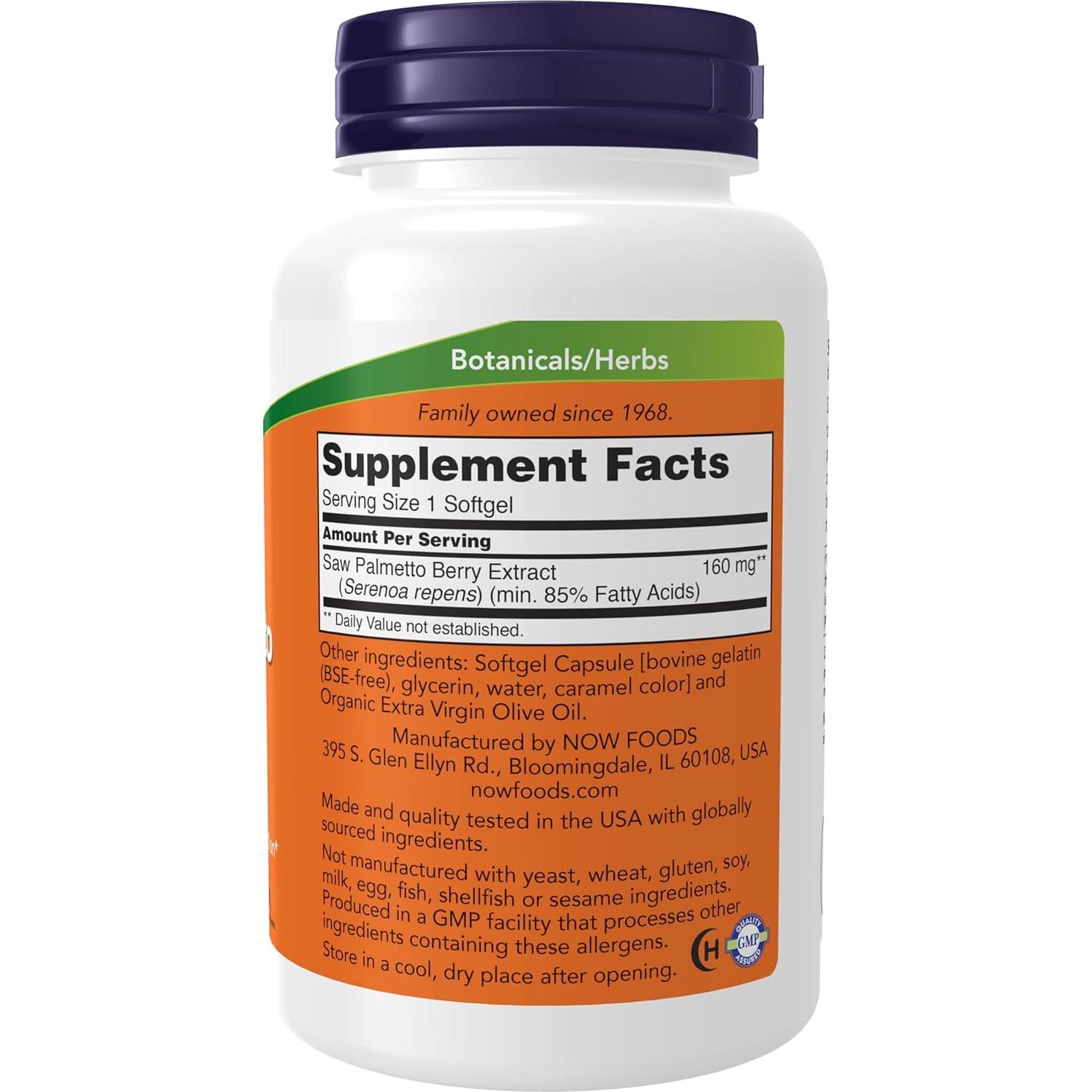 NOW Foods Extracto de Saw Palmetto 160 mg 240 Softgels
