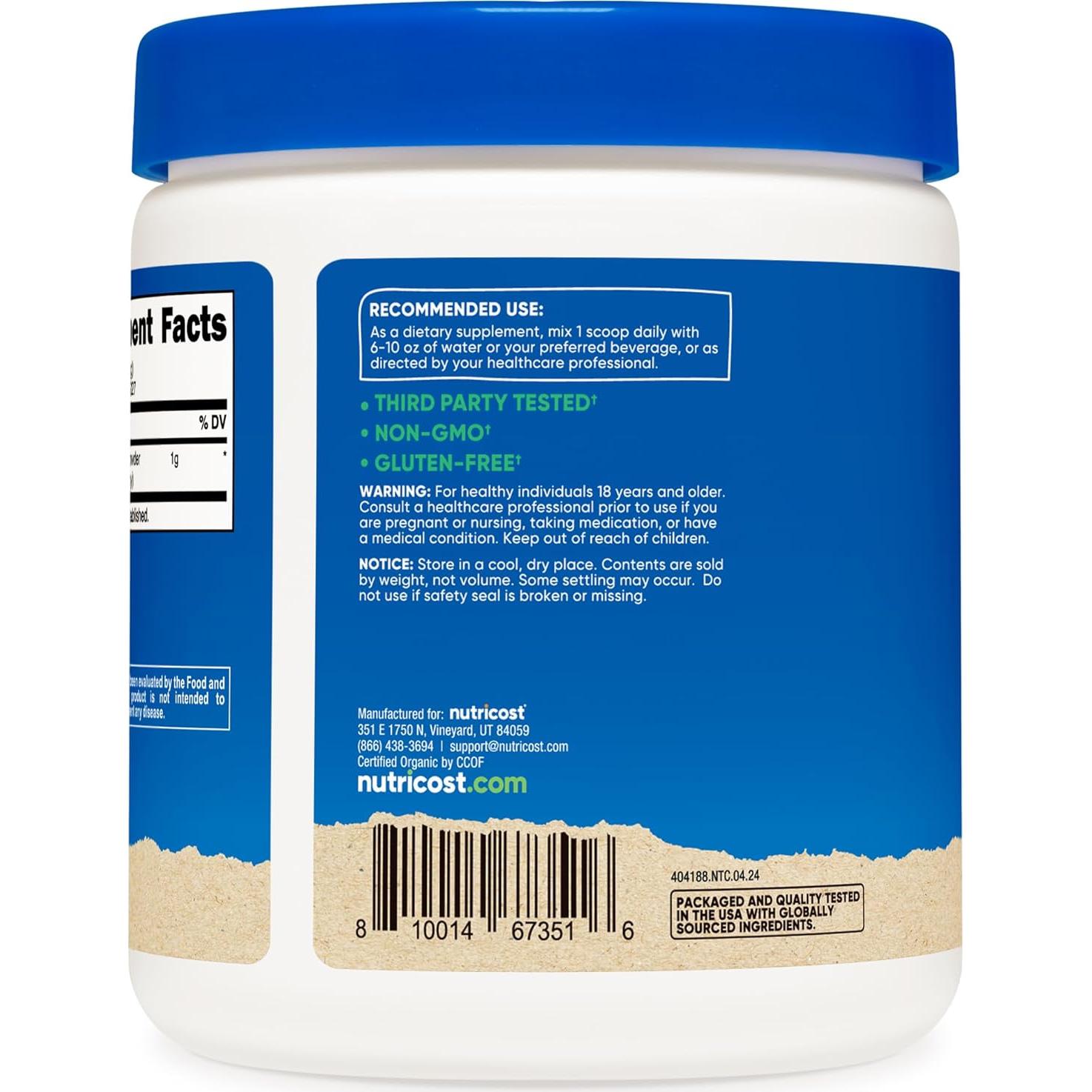 Polvo de Palma Enana Orgánica Nutricost 227g - Certificado USDA