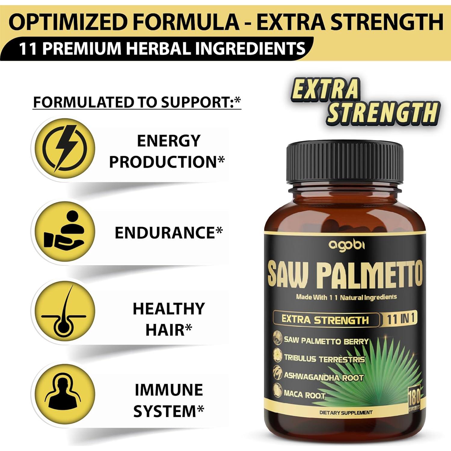 Cápsulas de Saw Palmetto Agobi 11 en 1 - 180 Unidades