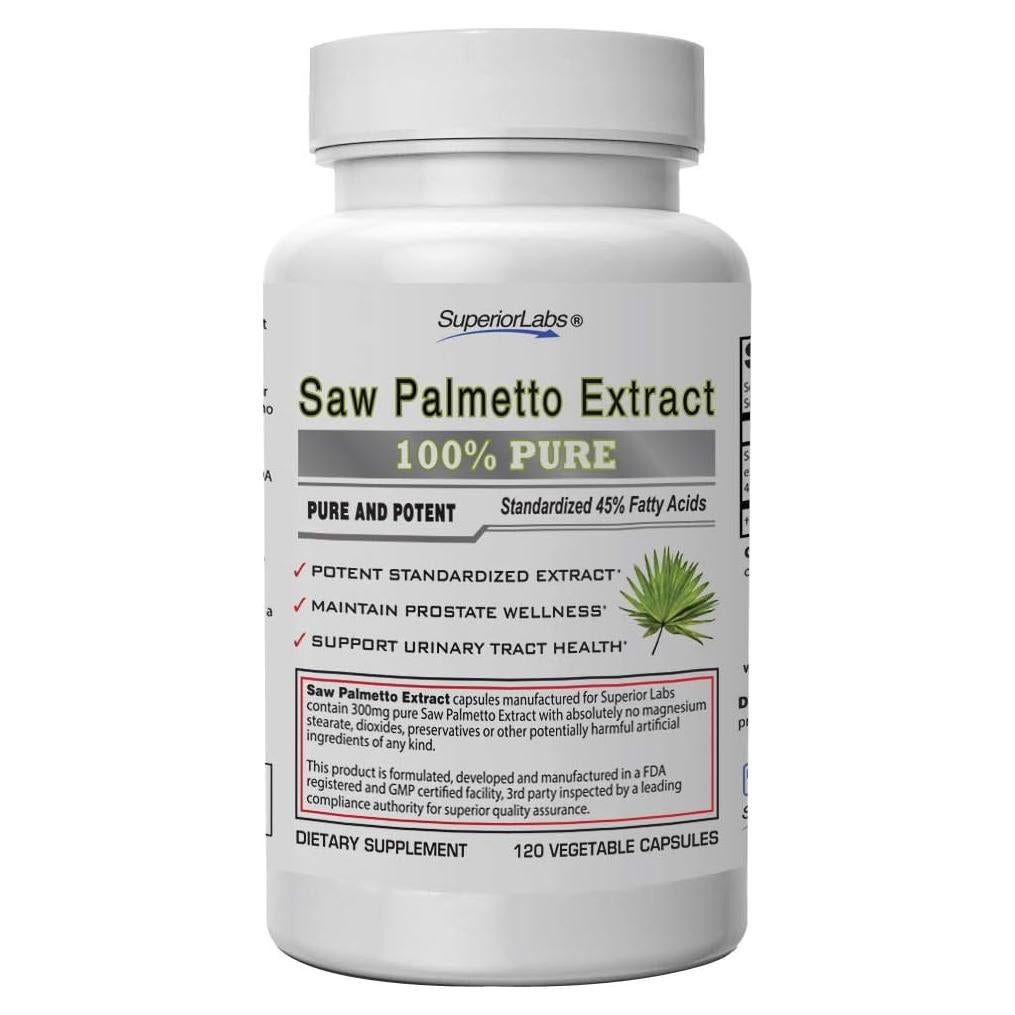 Extracto de Saw Palmetto Superior Labs 300 mg 120 Cápsulas