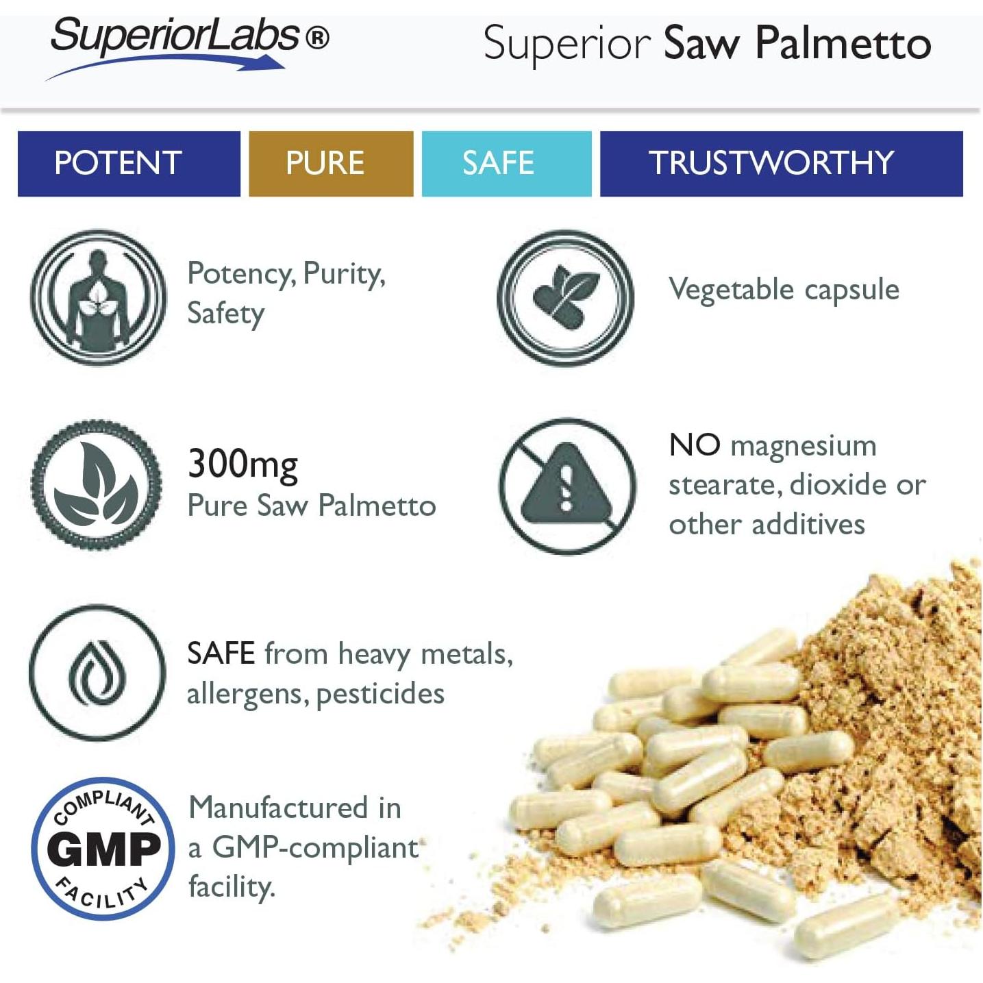 Extracto de Saw Palmetto Superior Labs 300 mg 120 Cápsulas