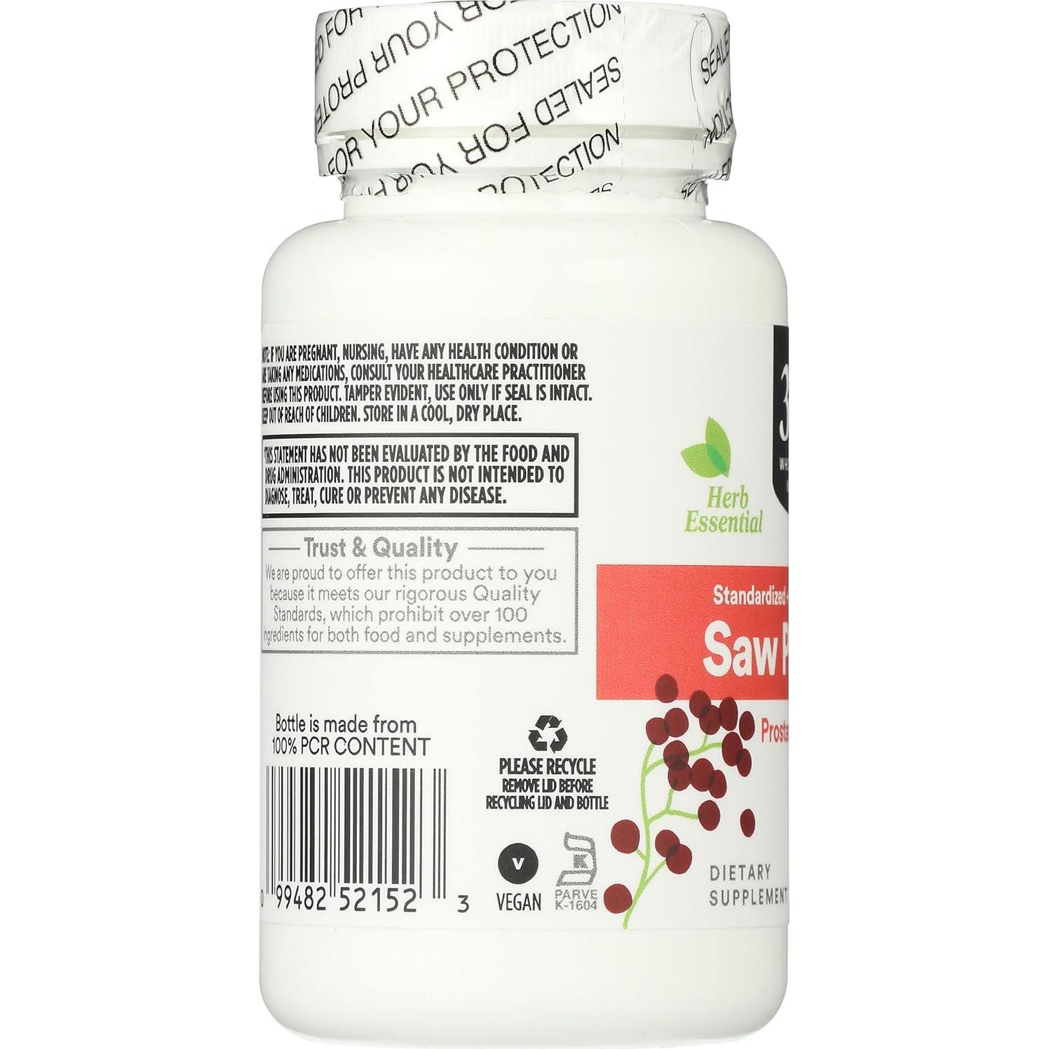 Suplemento de Saw Palmetto 365 Whole Foods 60 Cápsulas