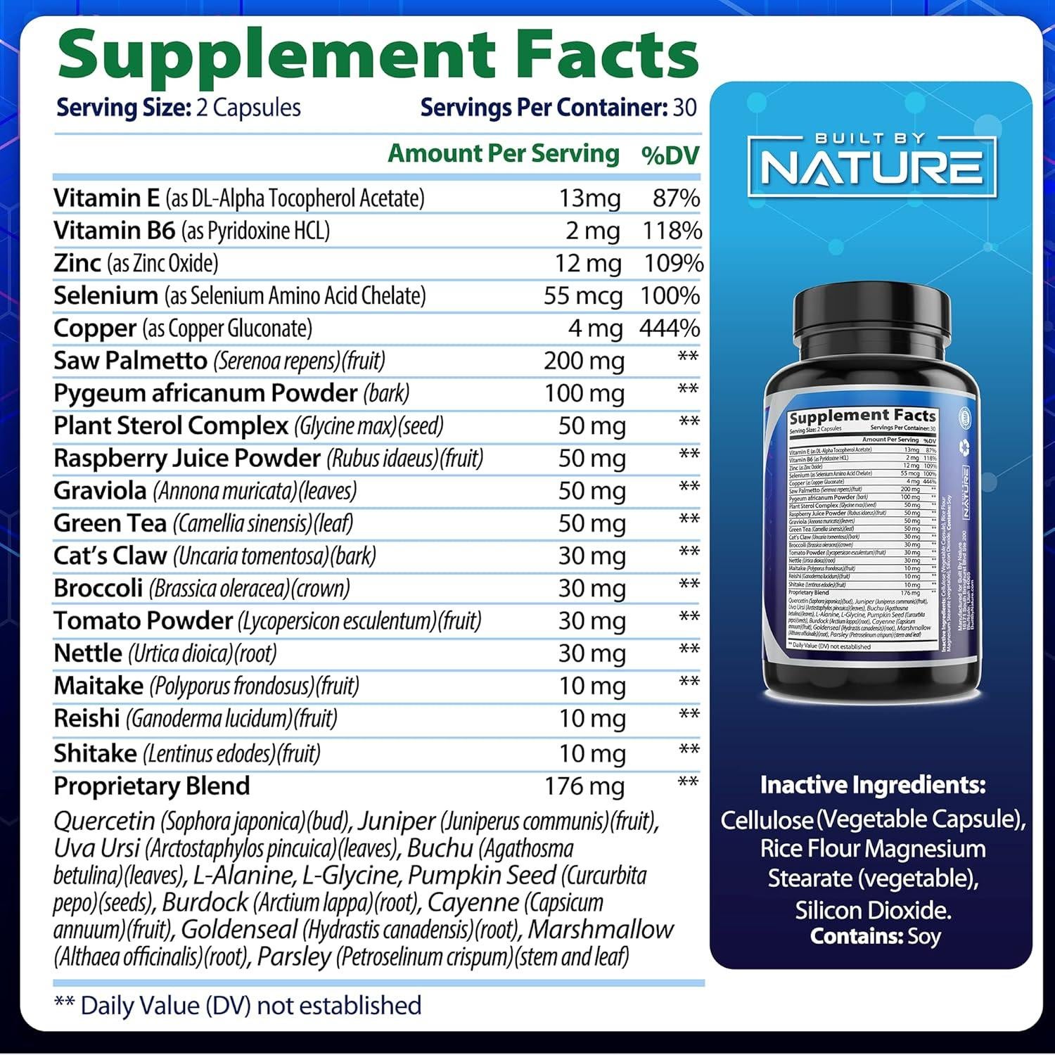 Suplemento Prostático Saw Palmetto Construido por Naturaleza 60 Cápsulas