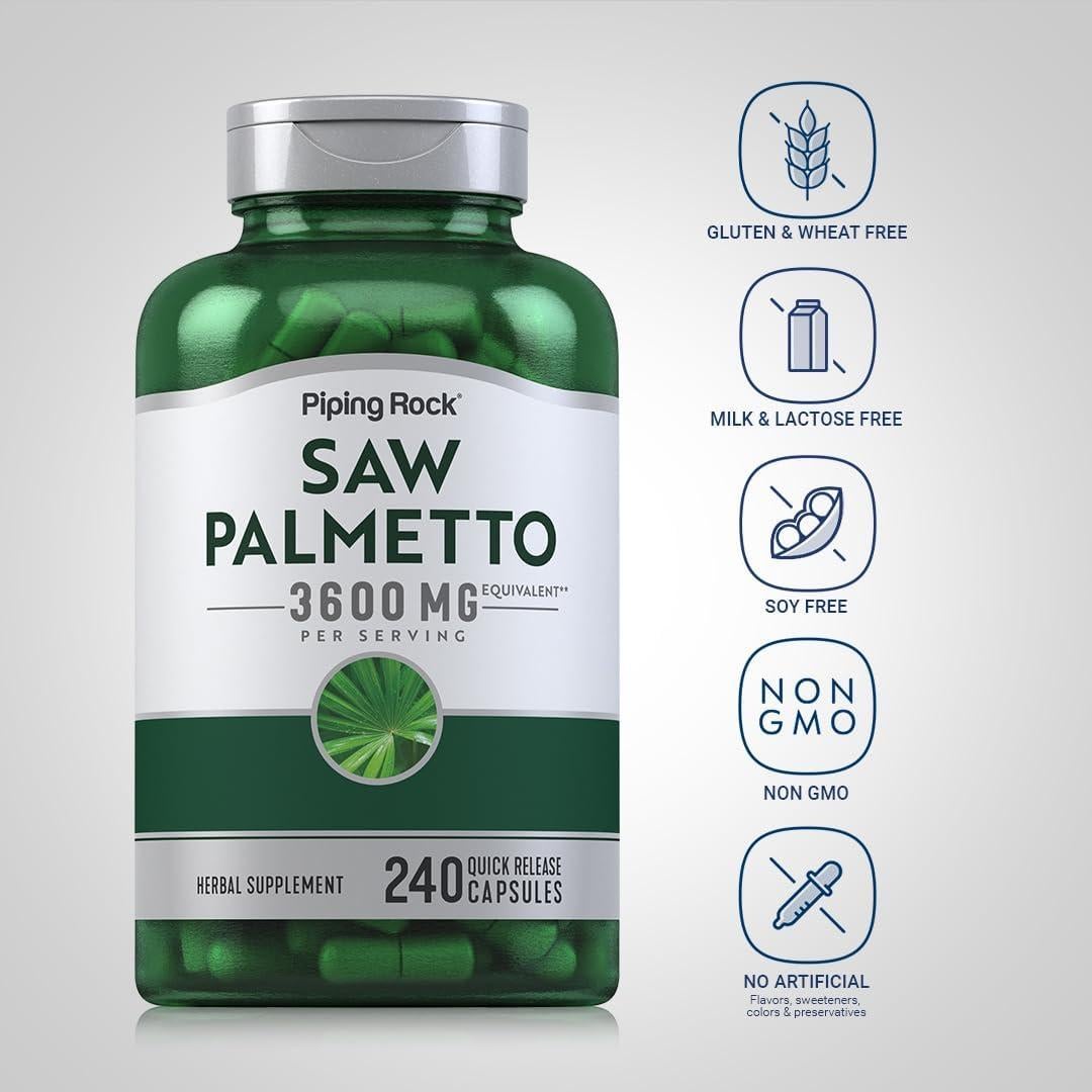 Extracto de Saw Palmetto Piping Rock 3600mg 240 Cápsulas