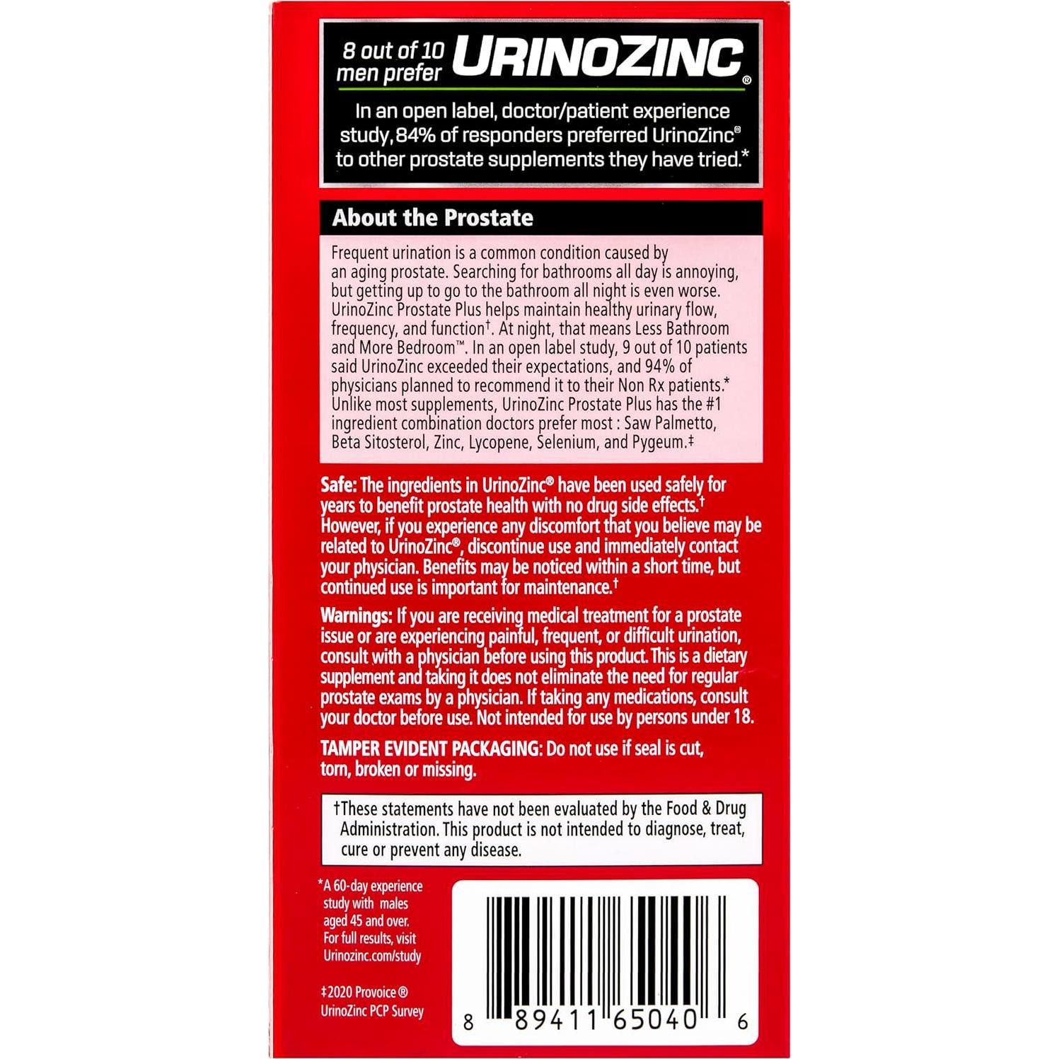 Urinozinc Prostate Plus 120 Cápsulas - Suplemento Salud Prostática