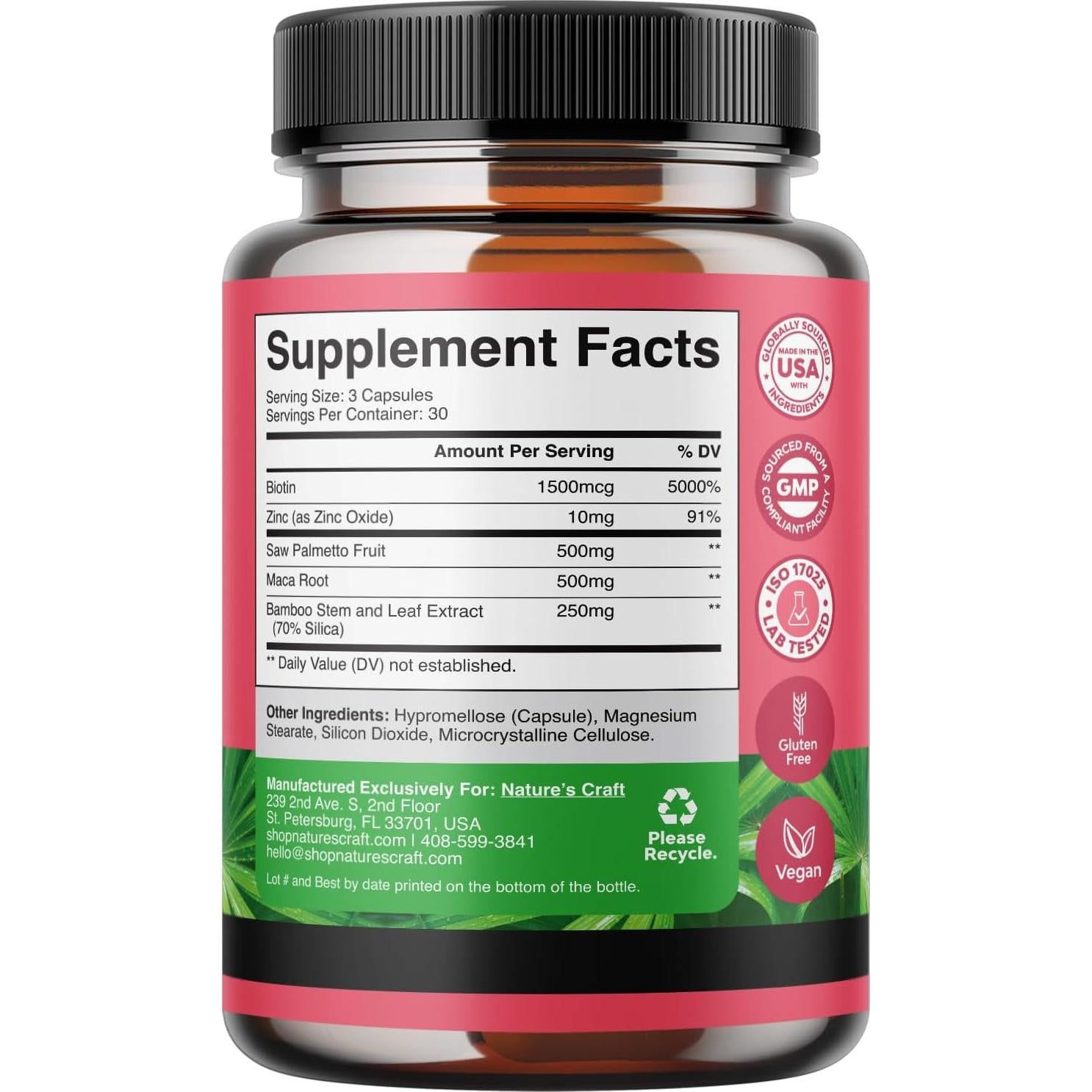 Suplemento Herbal Natures Craft para Menopausia y Cabello