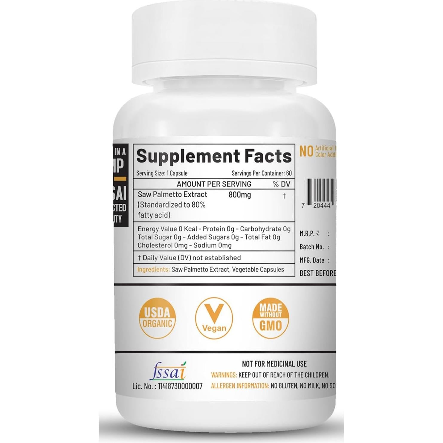 Extracto de Saw Palmetto 800MG NutriJa 60 Cápsulas