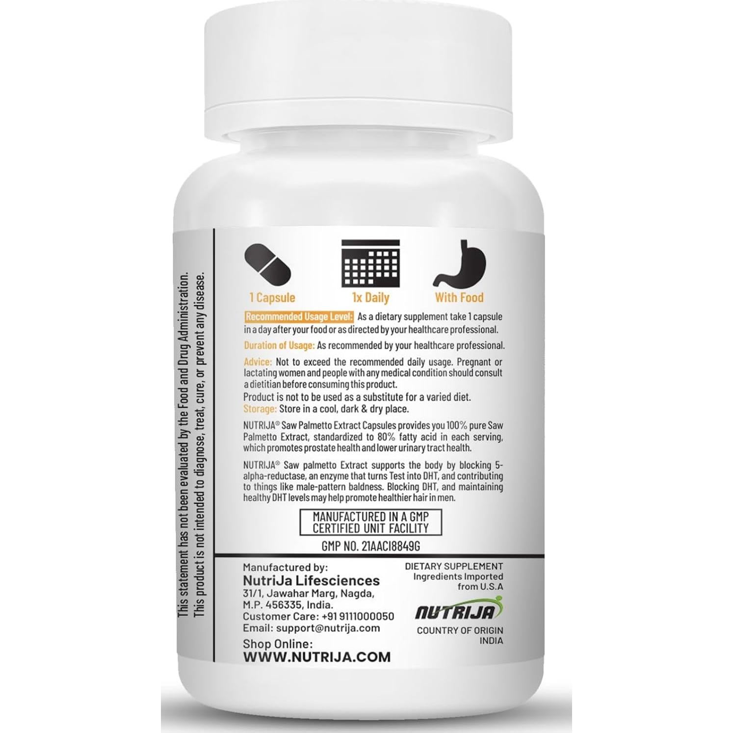 Extracto de Saw Palmetto 800MG NutriJa 60 Cápsulas