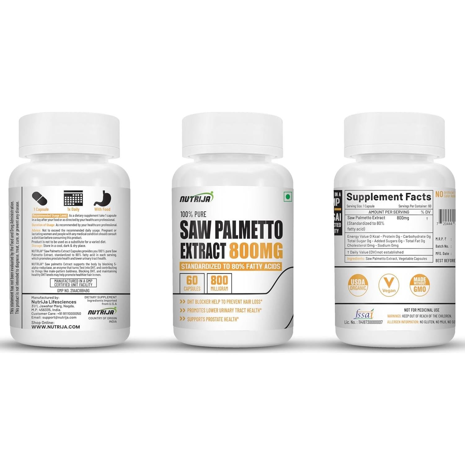 Extracto de Saw Palmetto 800MG NutriJa 60 Cápsulas
