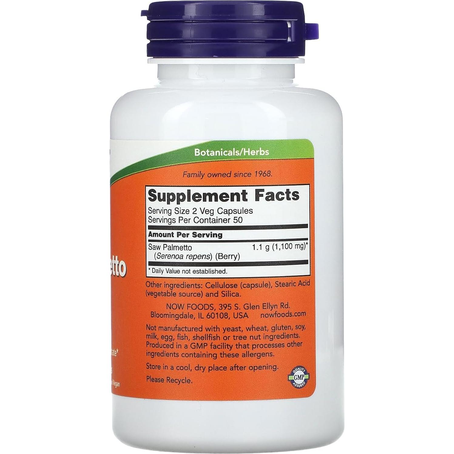 Saw Palmetto 550mg Now Foods 100 Cápsulas Veganas