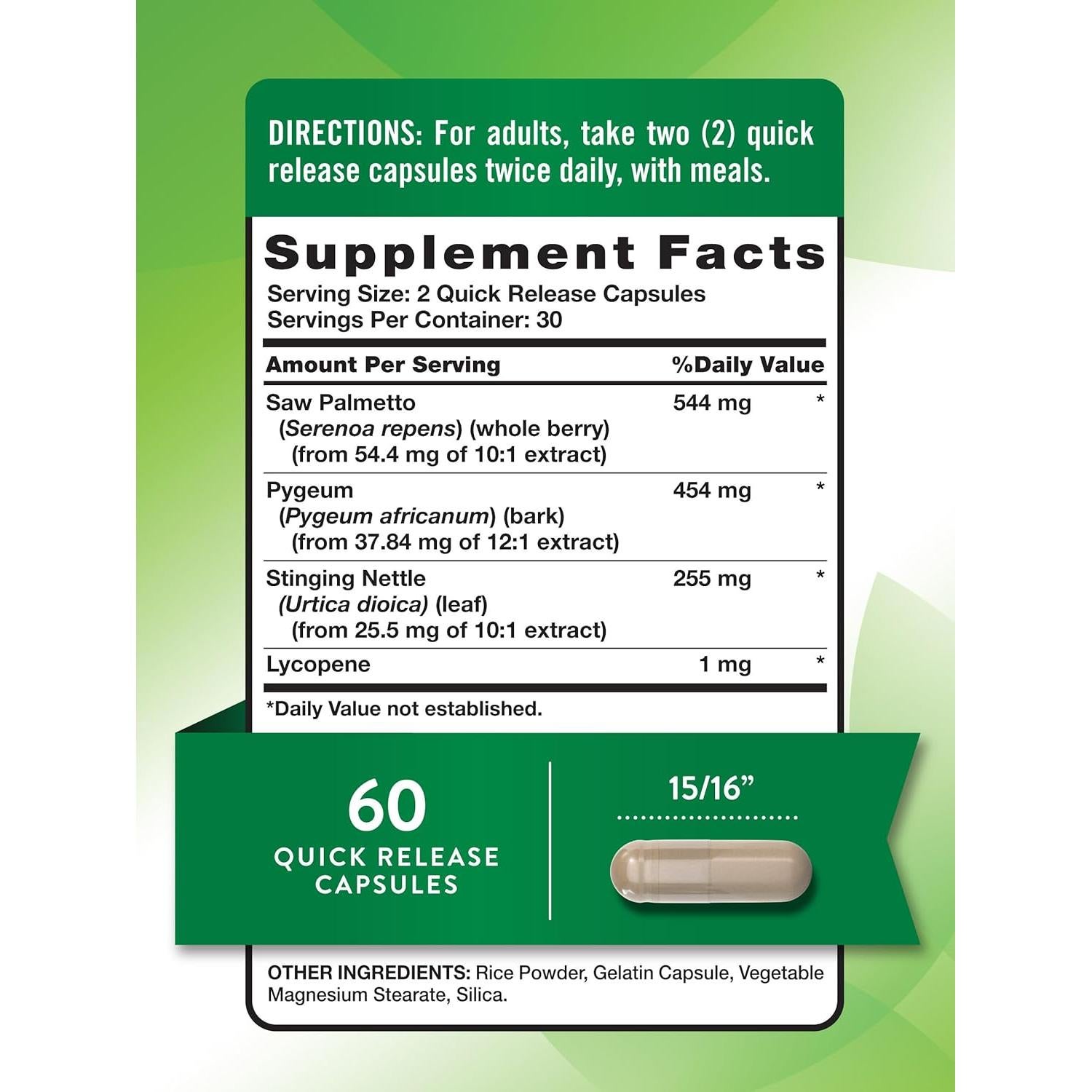 Suplemento Prostático Nature's Truth con Saw Palmetto 60 Cápsulas