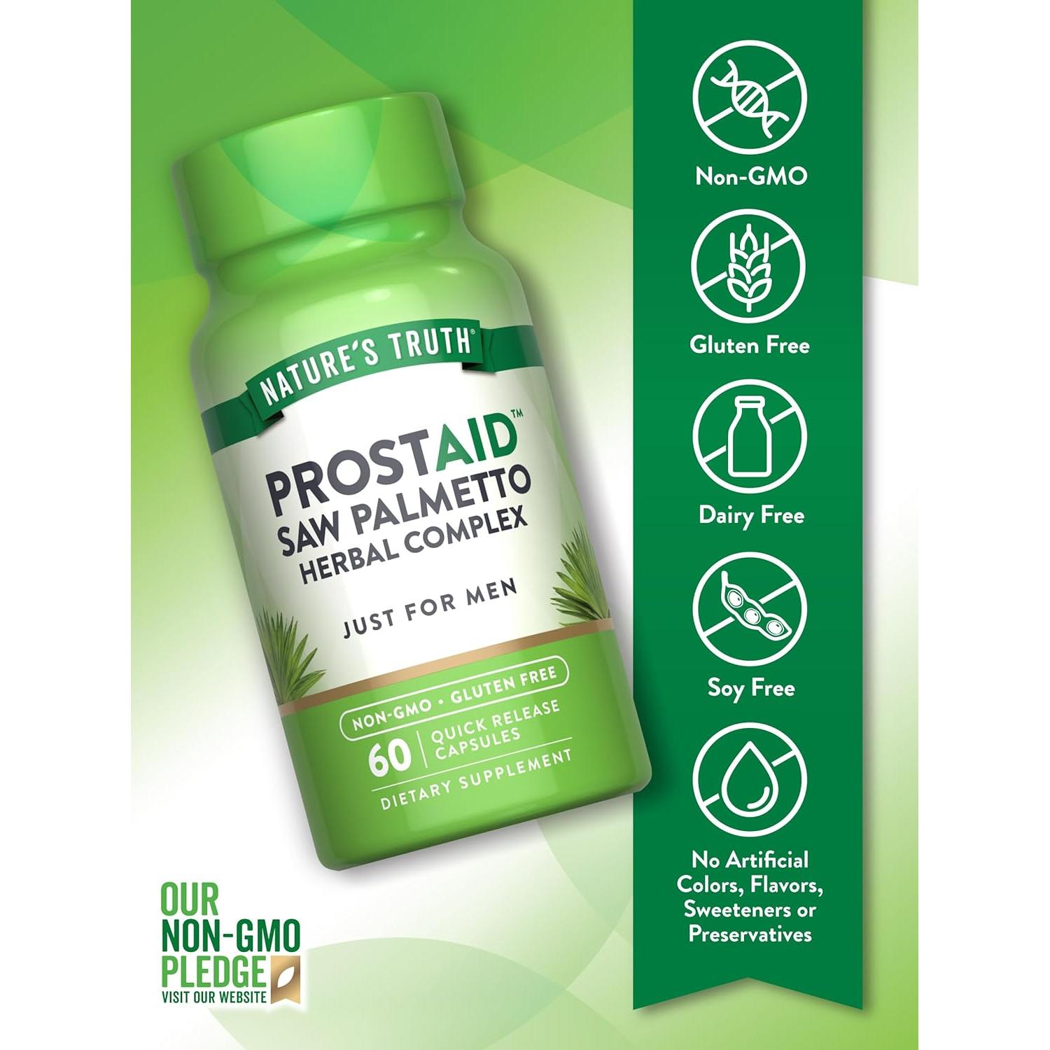 Suplemento Prostático Nature's Truth con Saw Palmetto 60 Cápsulas