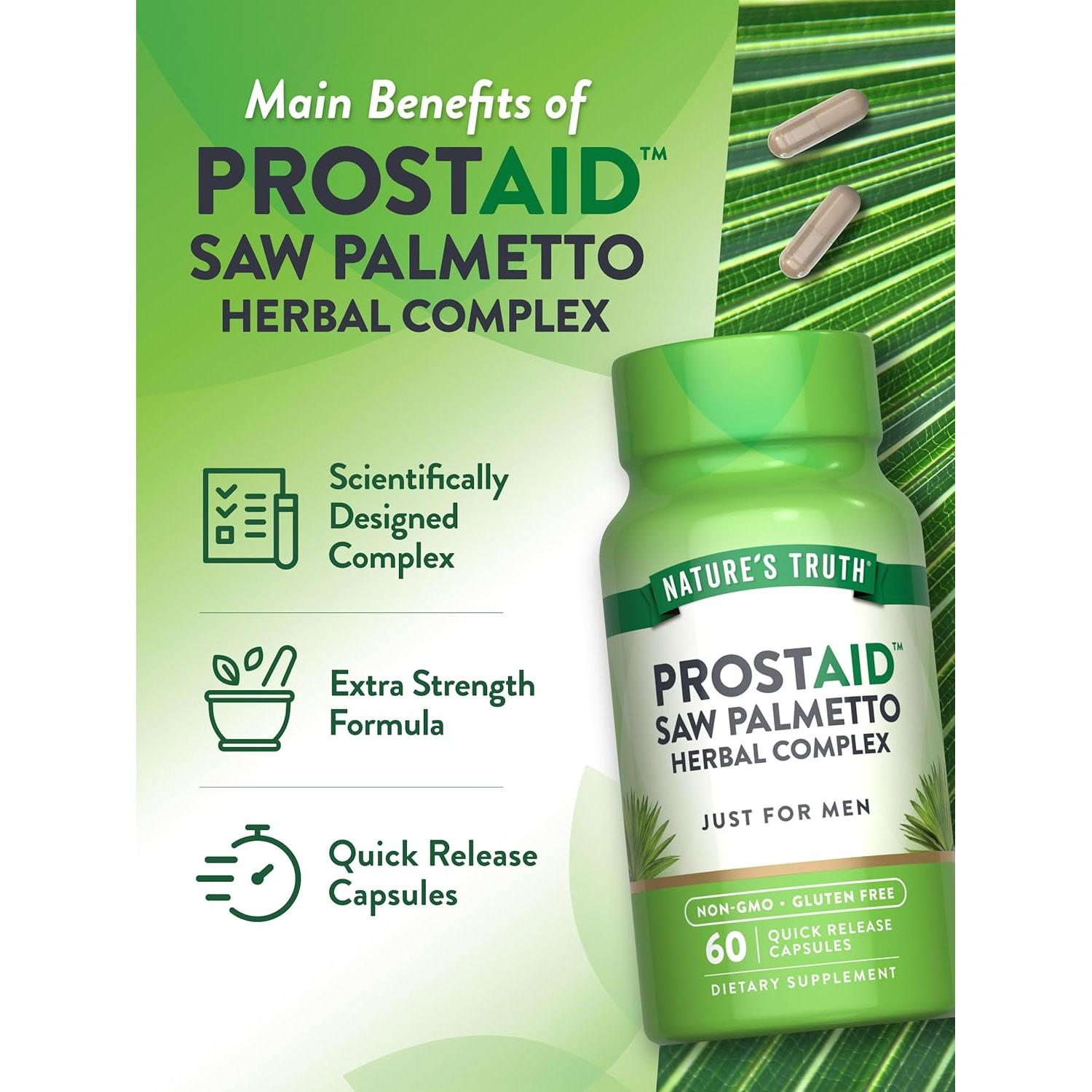 Suplemento Prostático Nature's Truth con Saw Palmetto 60 Cápsulas