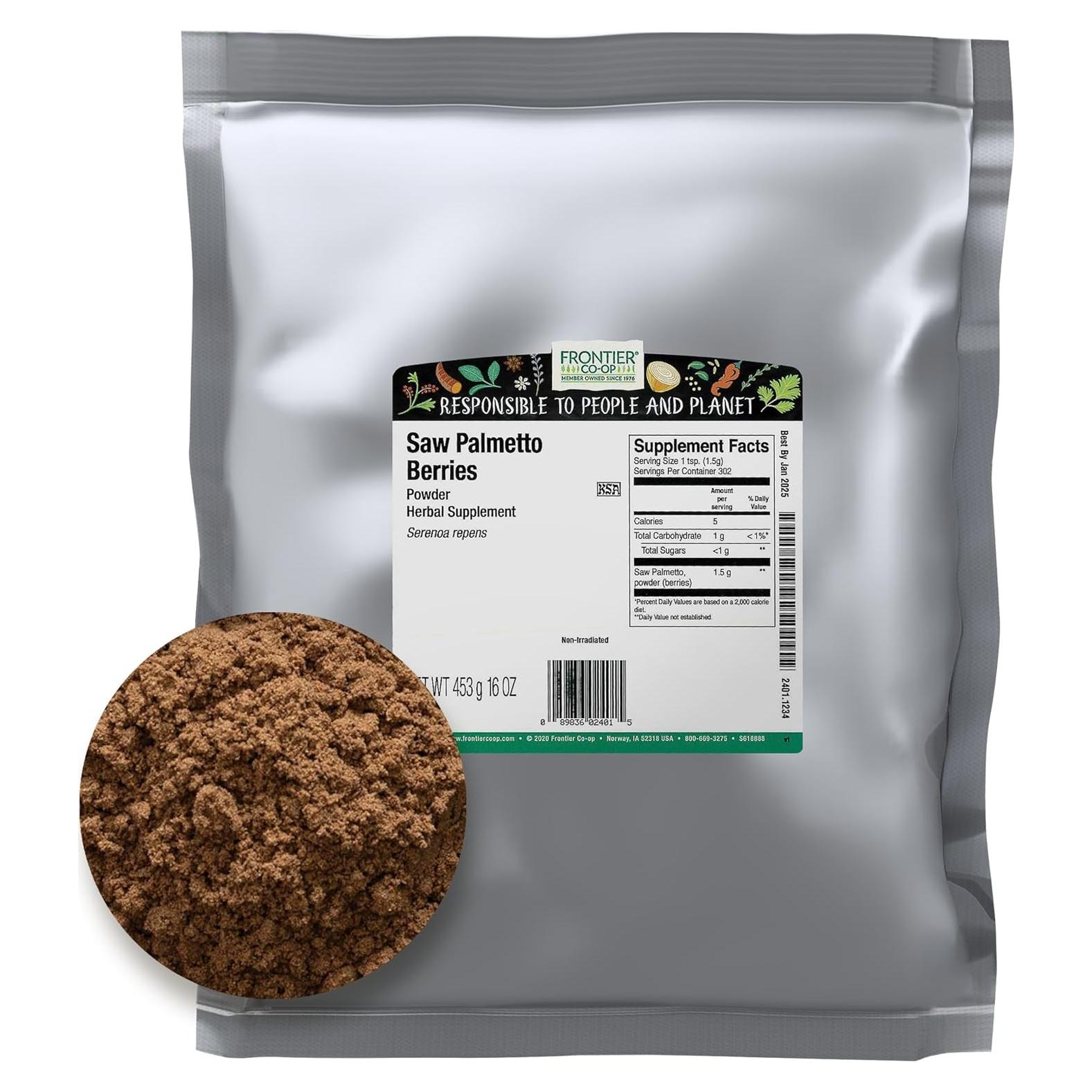 Polvo de Bayas de Saw Palmetto Frontier 0.45 kg Salud Prostática