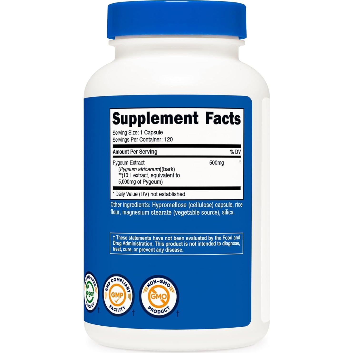 Extracto de Pygeum Nutricost 5000mg 120 Cápsulas Vegetales