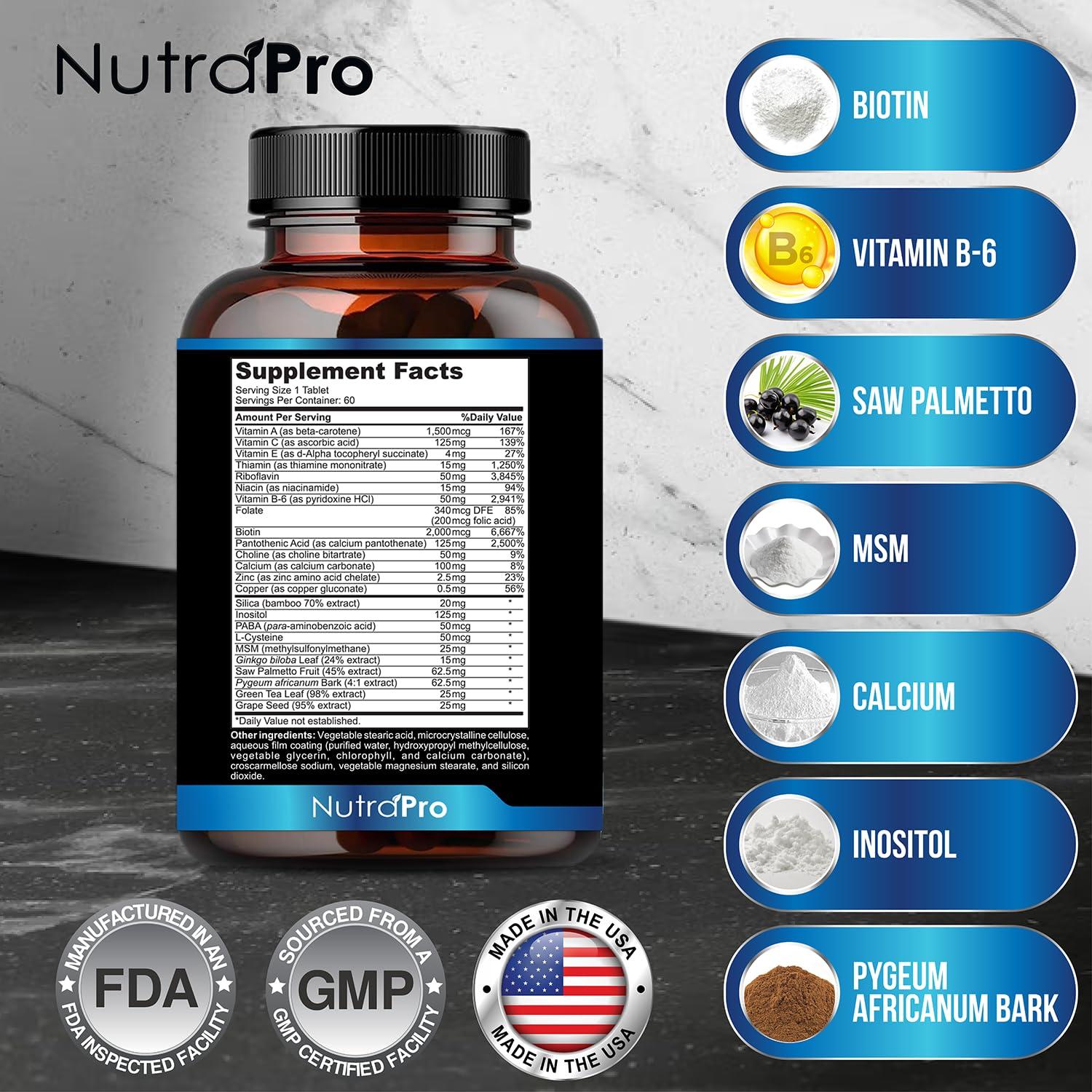 Vitaminas para Crecimiento de Cabello y Barba NutraPro 60 Tabletas