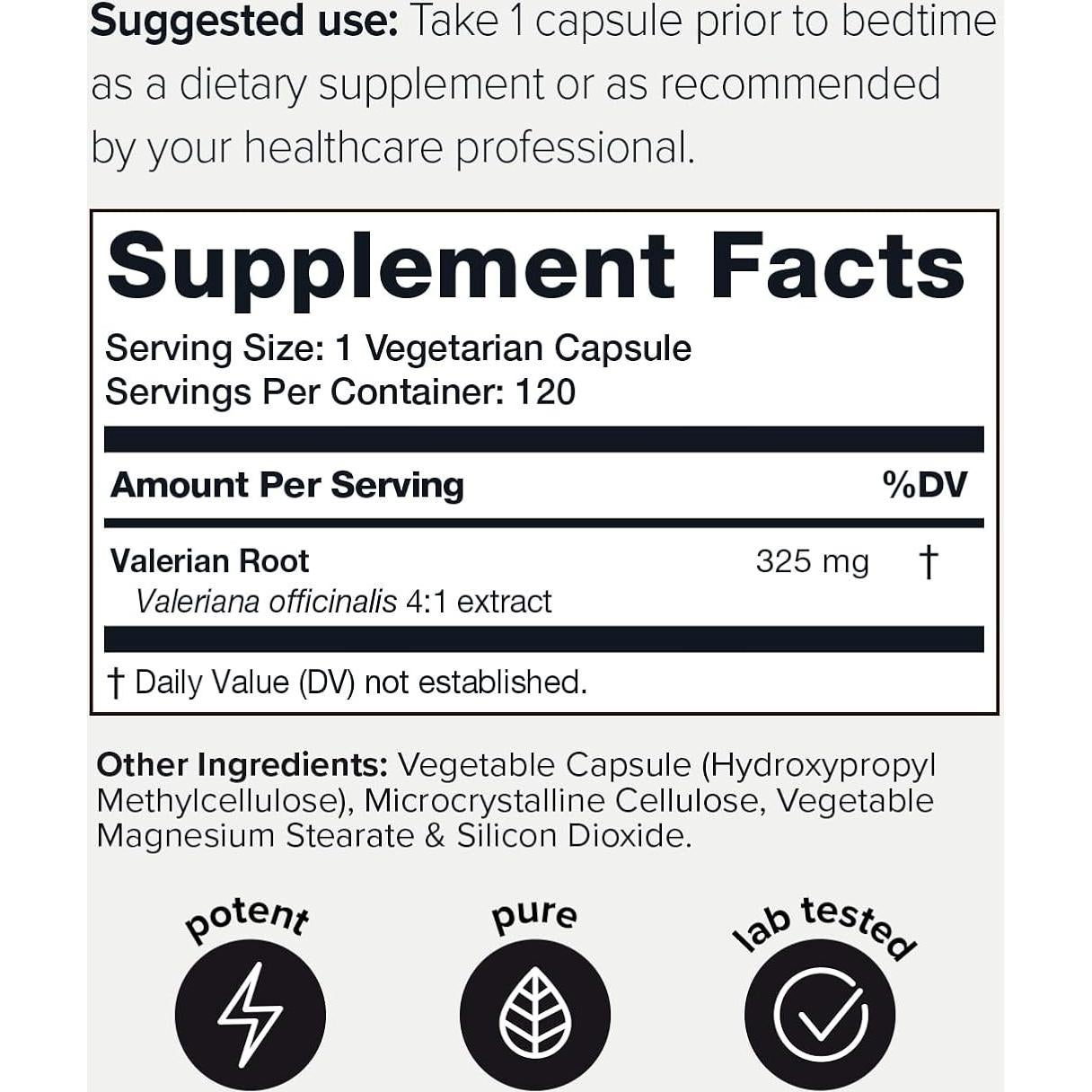 Cápsulas de raíz de valeriana Toniiq 325mg - 120 unidades