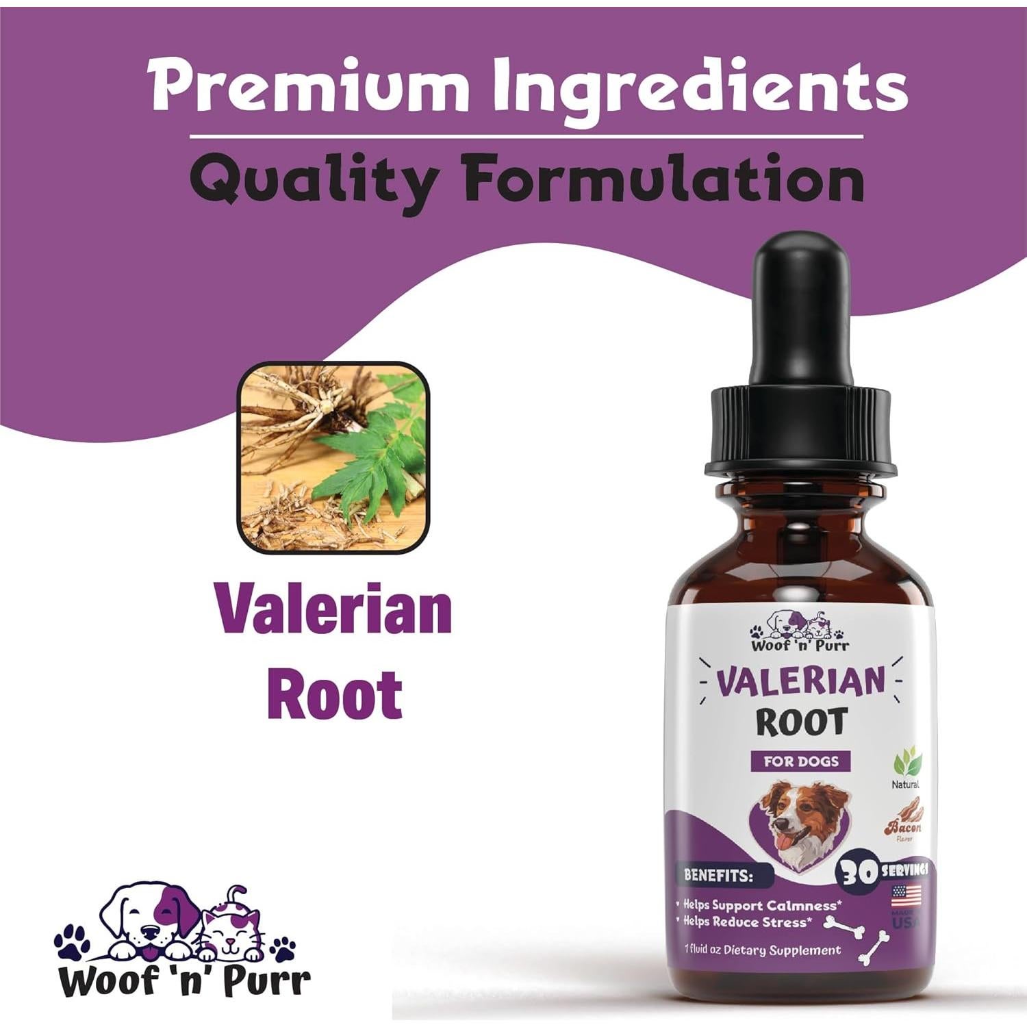 Tintura de Raíz de Valeriana para Perros Woof 'n' Purr 30 ml