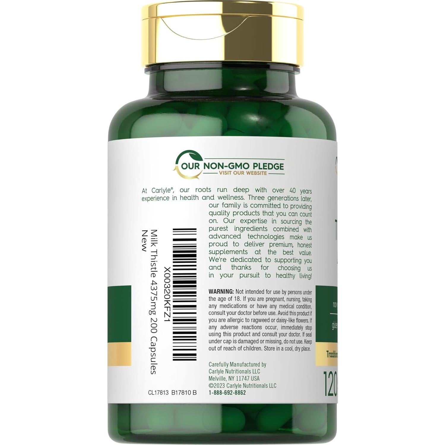 Suplemento Cardo Mariano Carlyle 4375mg 120 Cápsulas Vegetariano