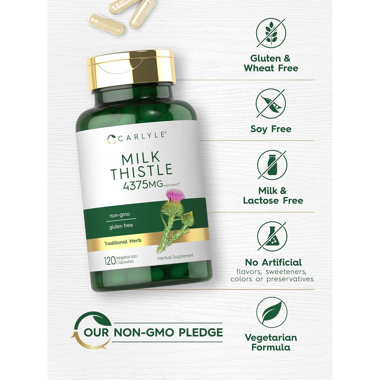 Suplemento Cardo Mariano Carlyle 4375mg 120 Cápsulas Vegetariano