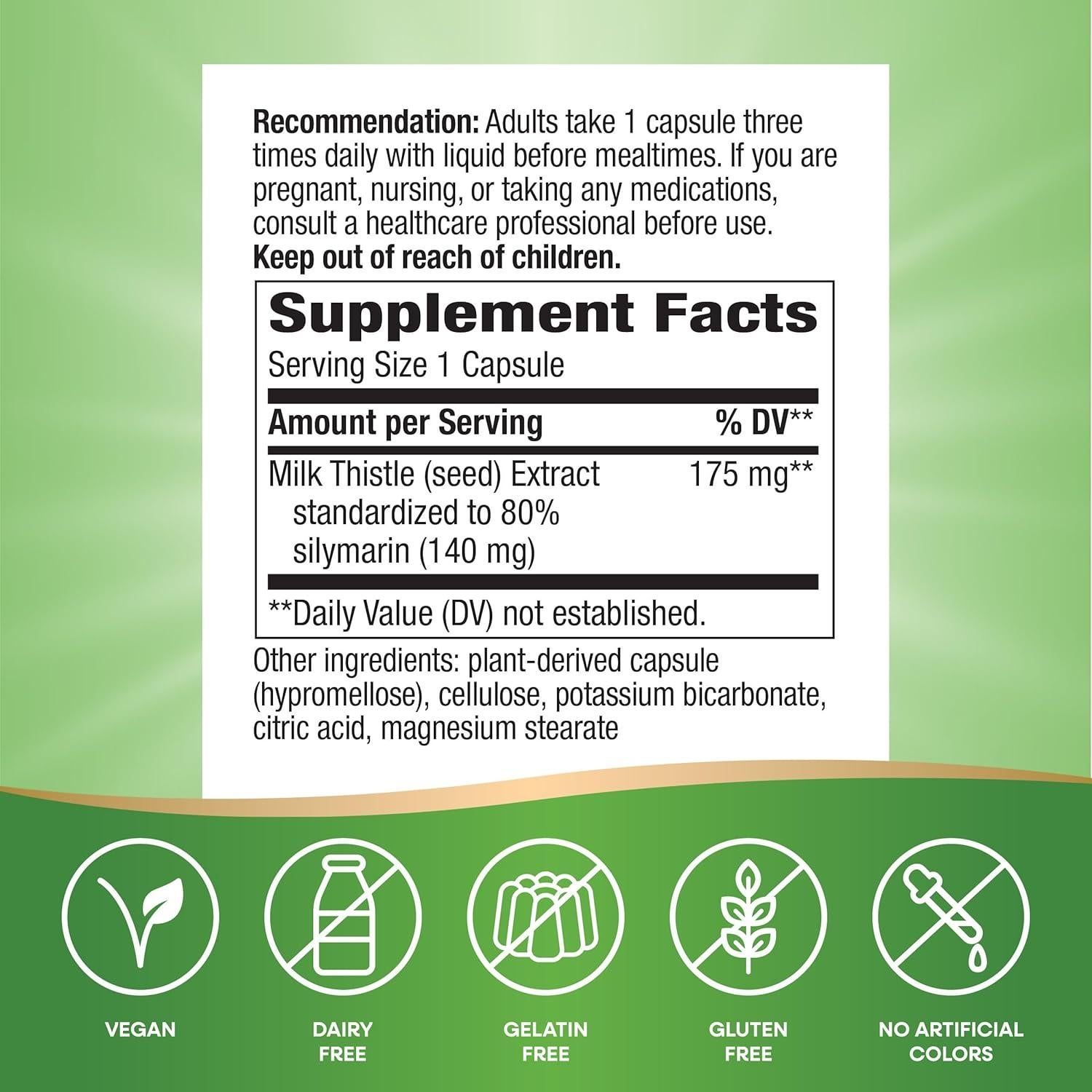 Extracto de Cardo Mariano Nature's Way 100 Cápsulas Veganas