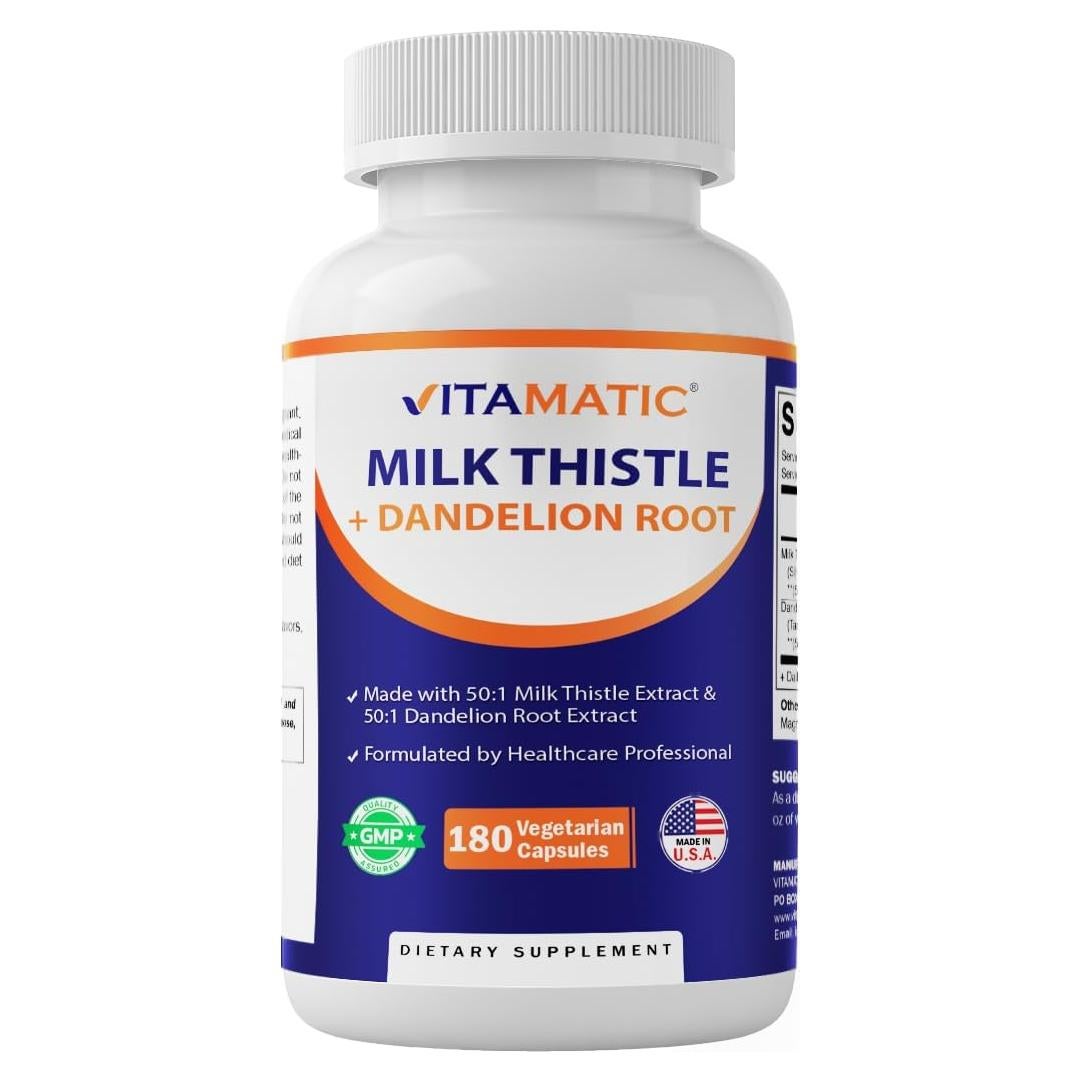 Extracto de Cardo Mariano 500mg y Diente de León 100mg 180 Cápsulas Vitamatic