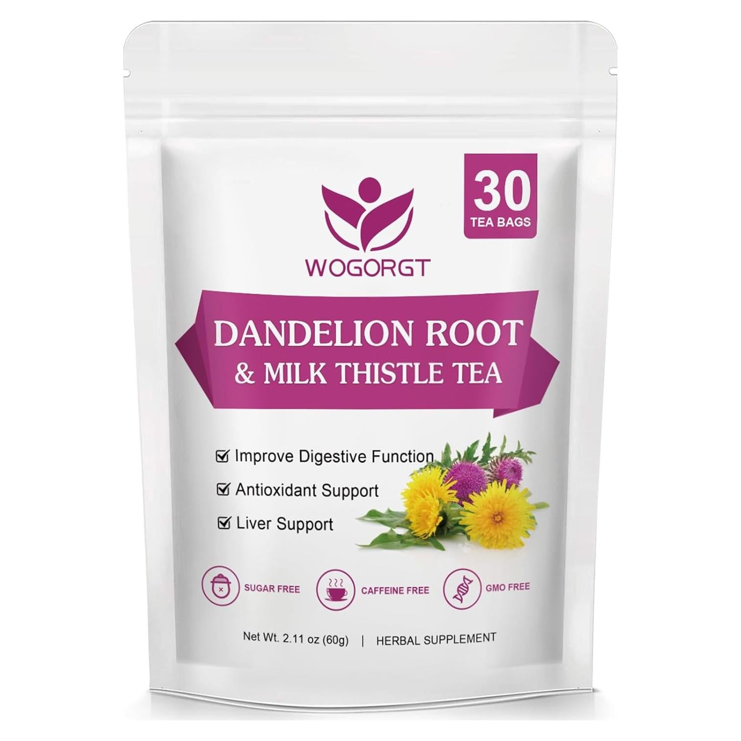 Té de Raíz de Diente de León y Cardo Lechoso WOGORGT - 30 Bolsitas