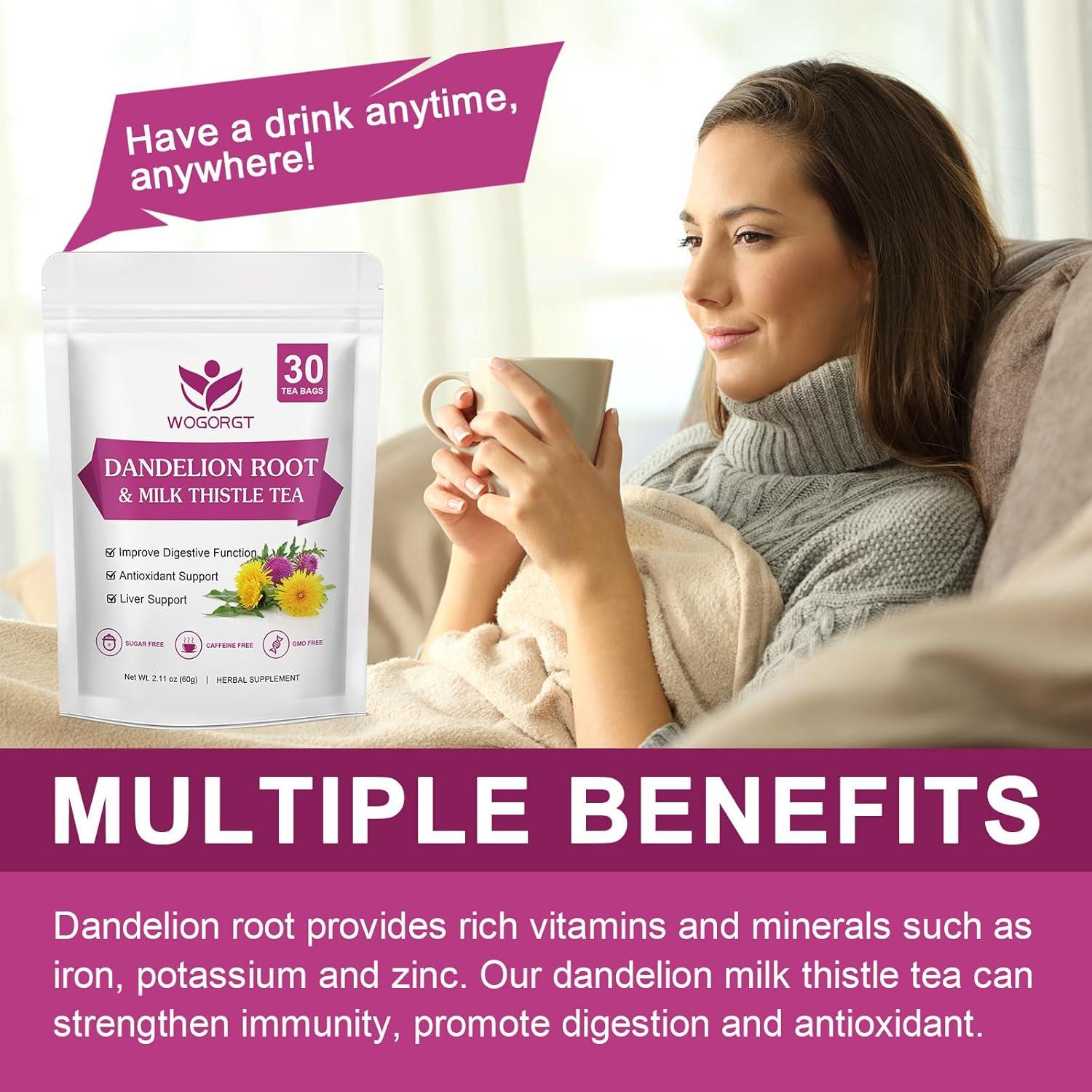 Té de Raíz de Diente de León y Cardo Lechoso WOGORGT - 30 Bolsitas