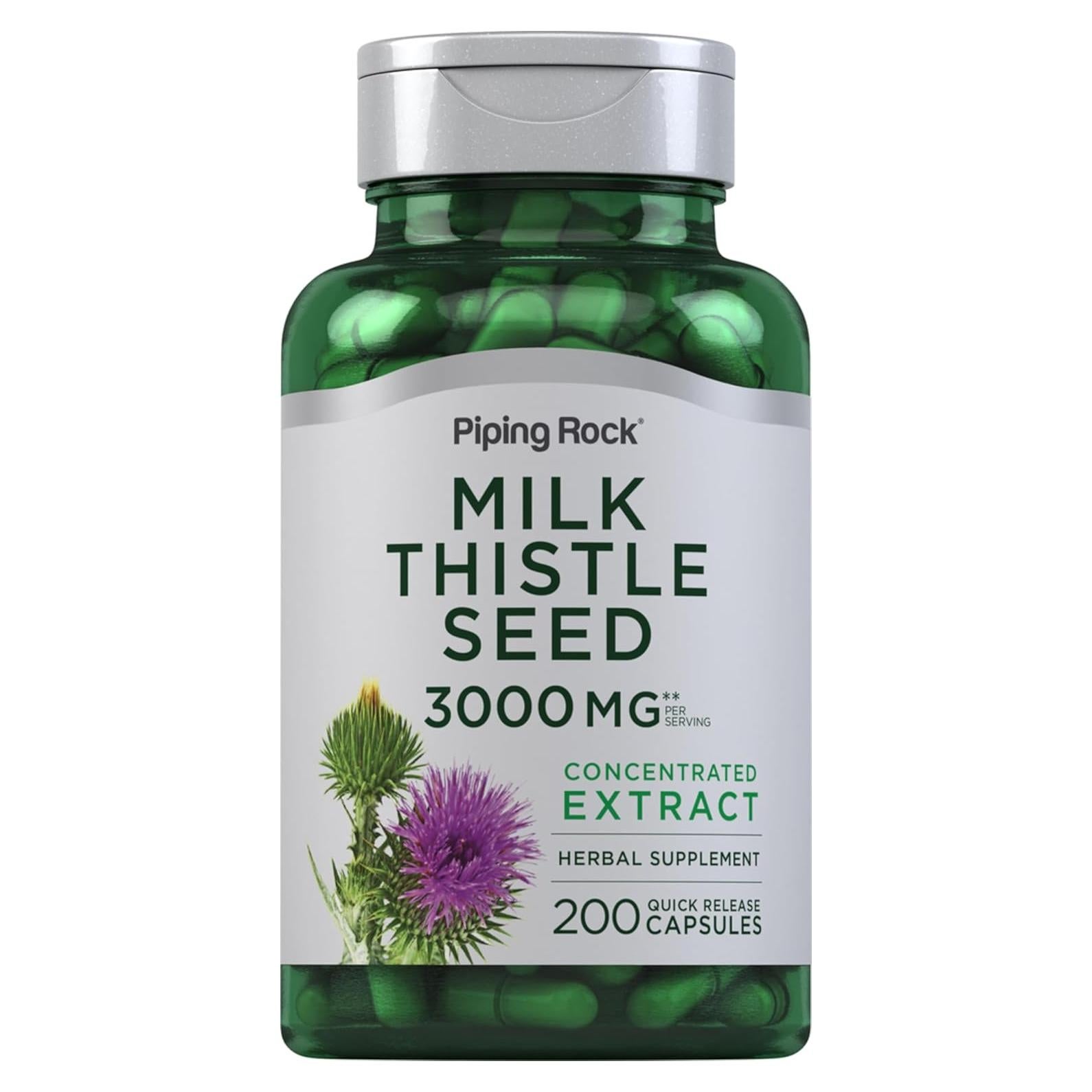 Suplemento de Cardo Mariano Piping Rock 3000mg 200 Cápsulas