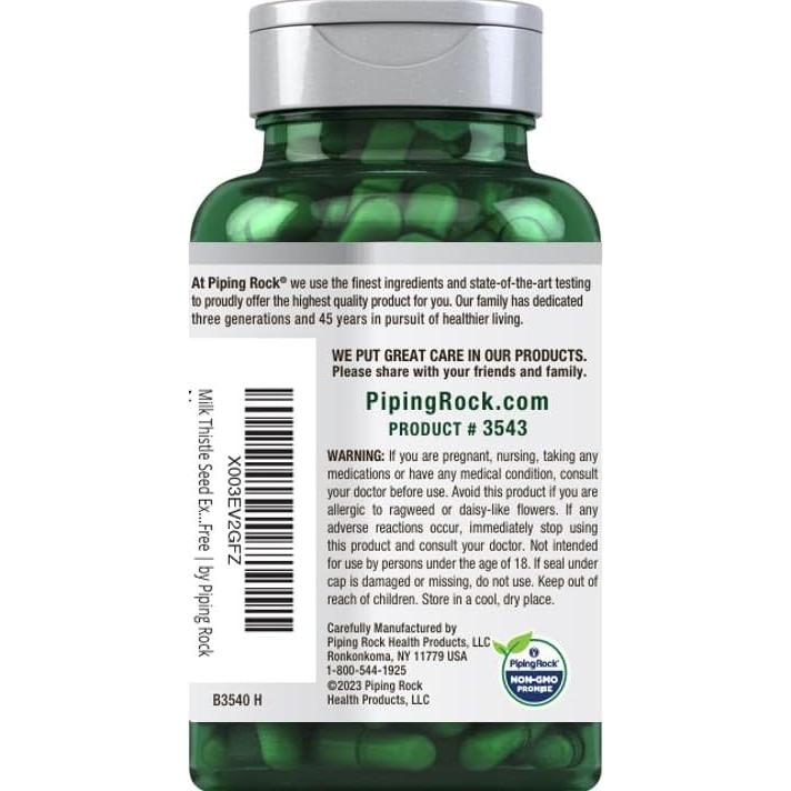 Suplemento de Cardo Mariano Piping Rock 3000mg 200 Cápsulas