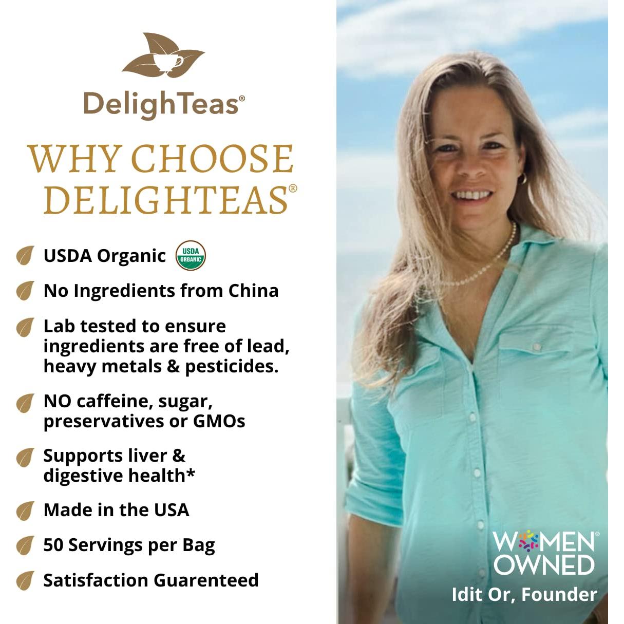 Té Detox del Hígado DelighTeas 142g - Orgánico, Vegano, Sin Cafeína