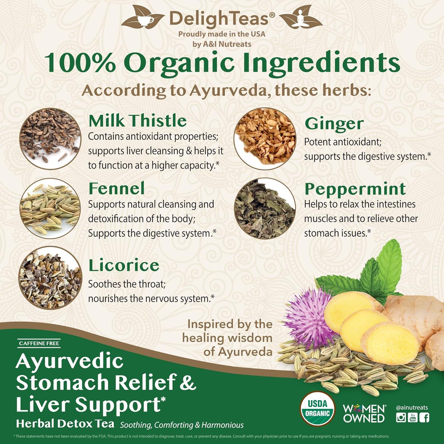 Té Detox del Hígado DelighTeas 142g - Orgánico, Vegano, Sin Cafeína