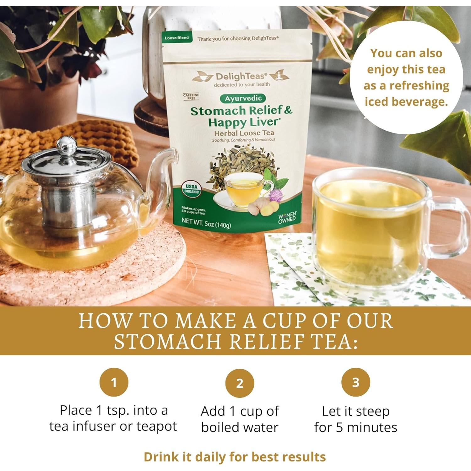 Té Detox del Hígado DelighTeas 142g - Orgánico, Vegano, Sin Cafeína