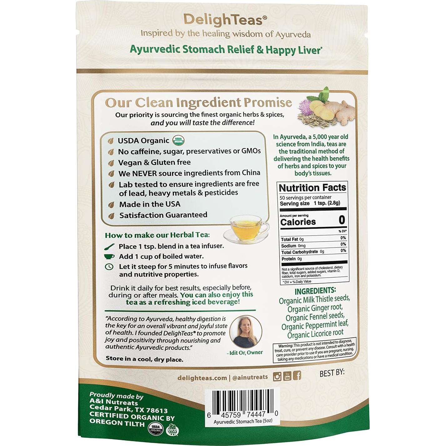 Té Detox del Hígado DelighTeas 142g - Orgánico, Vegano, Sin Cafeína