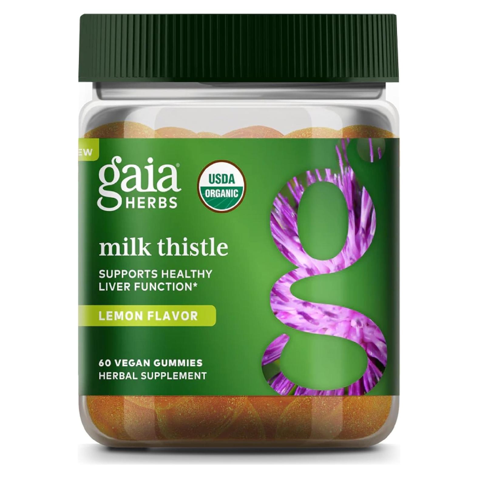 Gomitas de Cardo Mariano Gaia Herbs - 60 Gomitas Veganas Sabor Limón