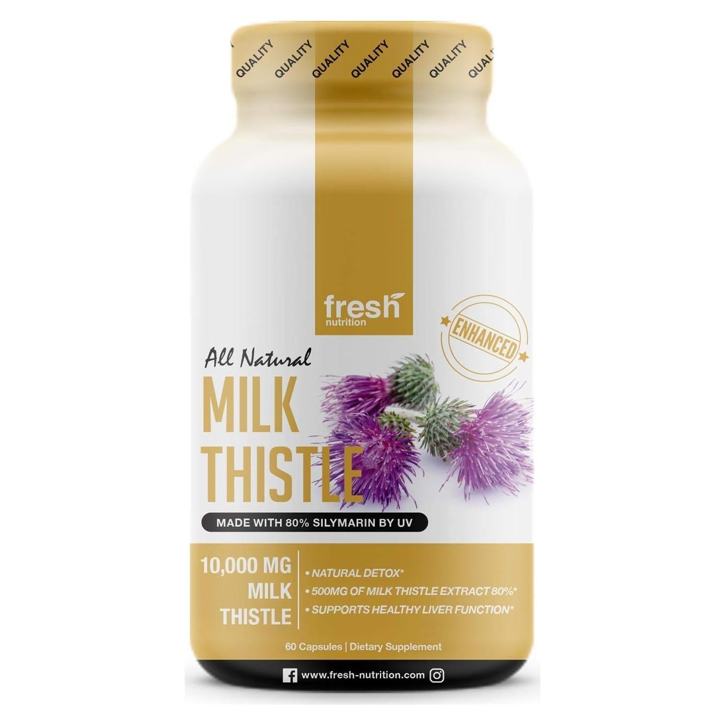 Cápsulas de Cardo Mariano Fresh Nutrition 10,000mg 120 Unidades