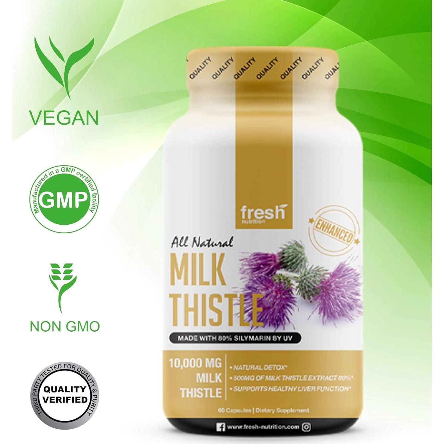 Cápsulas de Cardo Mariano Fresh Nutrition 10,000mg 120 Unidades