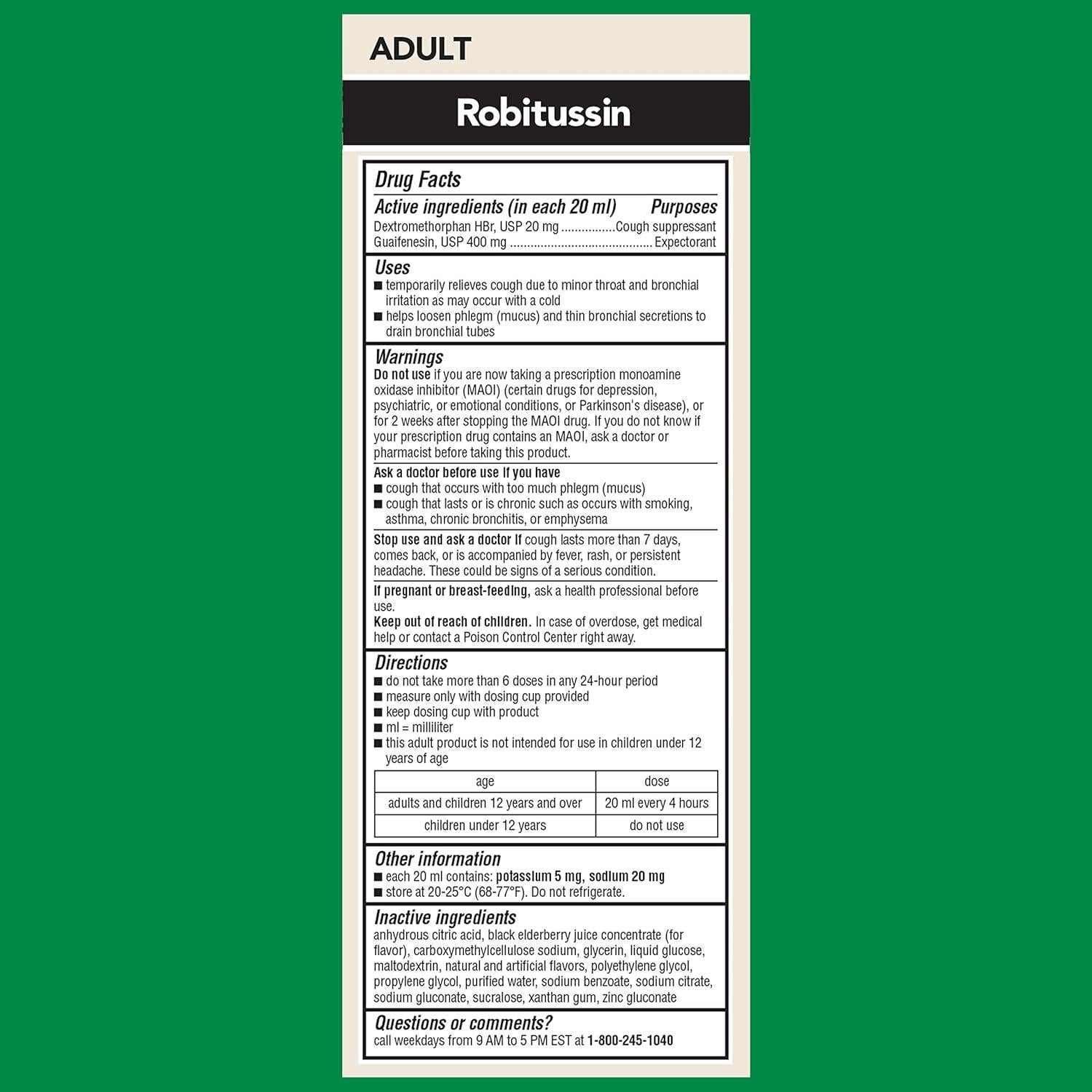 Robitussin Máxima Fuerza Elderberry 2x240 mL Supresor de Tos