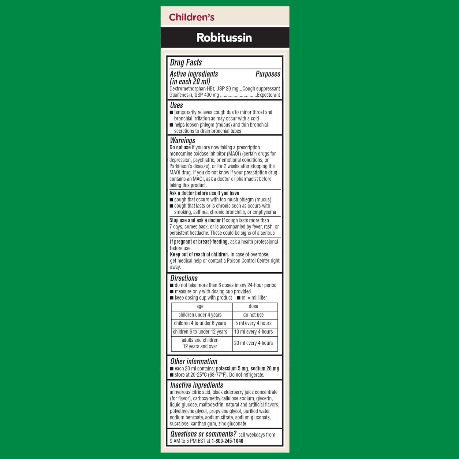 Robitussin Jarabe para la Tos Infantil 118 ml - Alivio Congestión