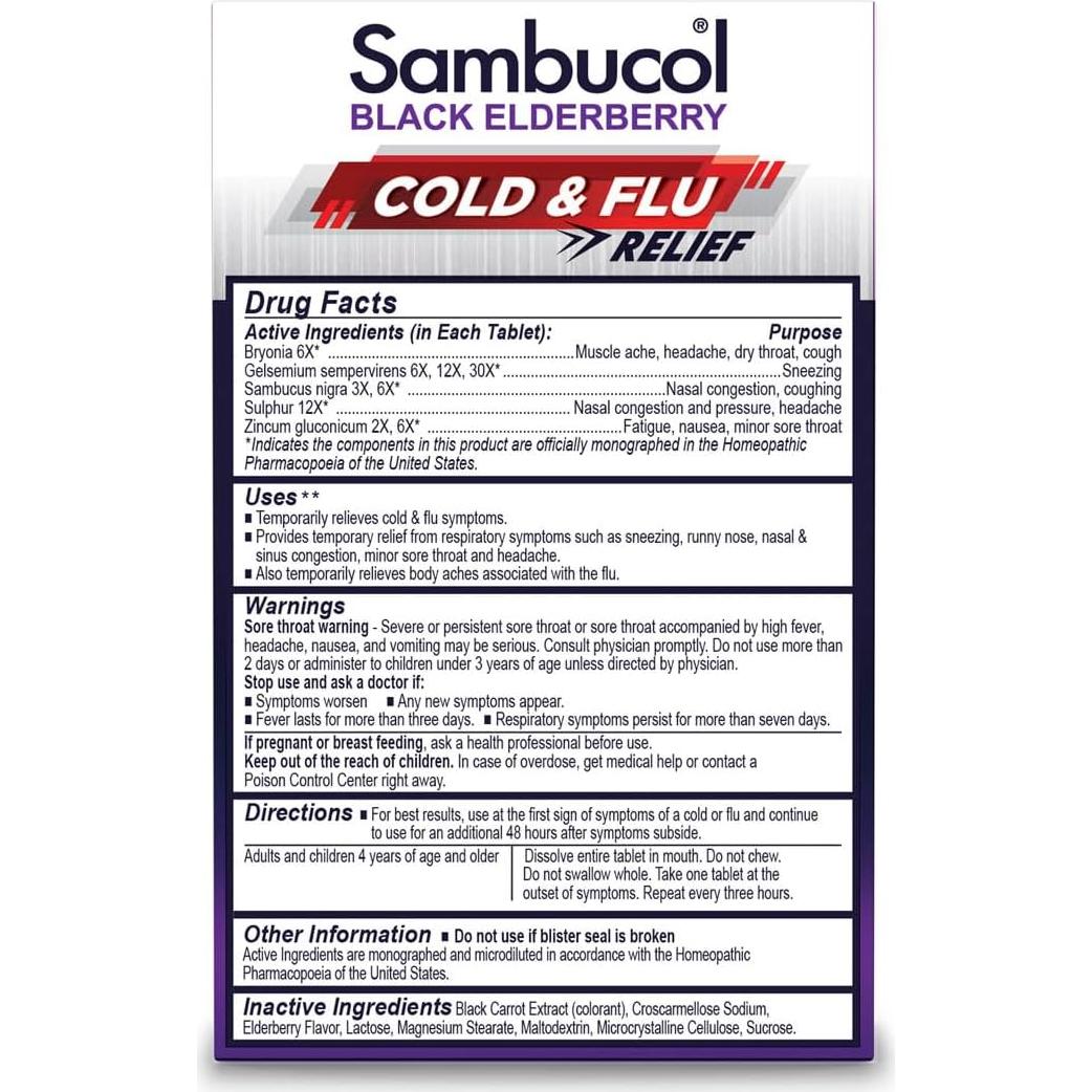 Sambucol Saúco Negro 30 Pastillas Alivio Resfriado Gripe