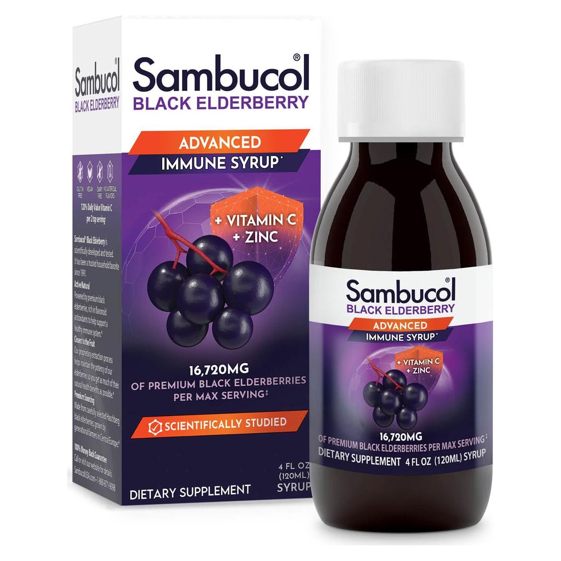 Jarabe de Saúco Negro Sambucol con Zinc y Vitamina C 118ml